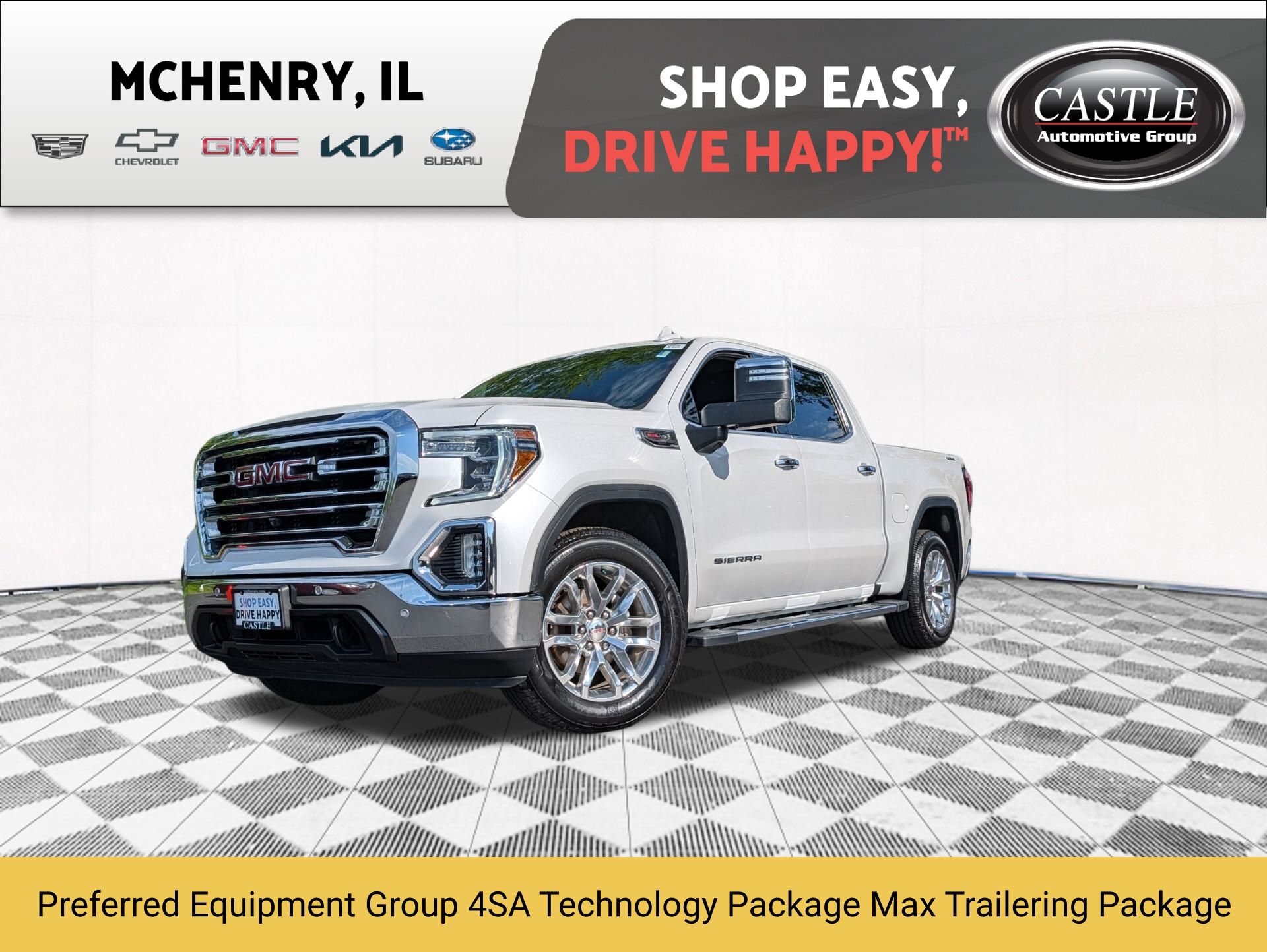White Frost Tricoat 2021 GMC Sierra 1500 SLT Crew Cab 4WD Pickup Truck Four-Wheel Drive Automatic