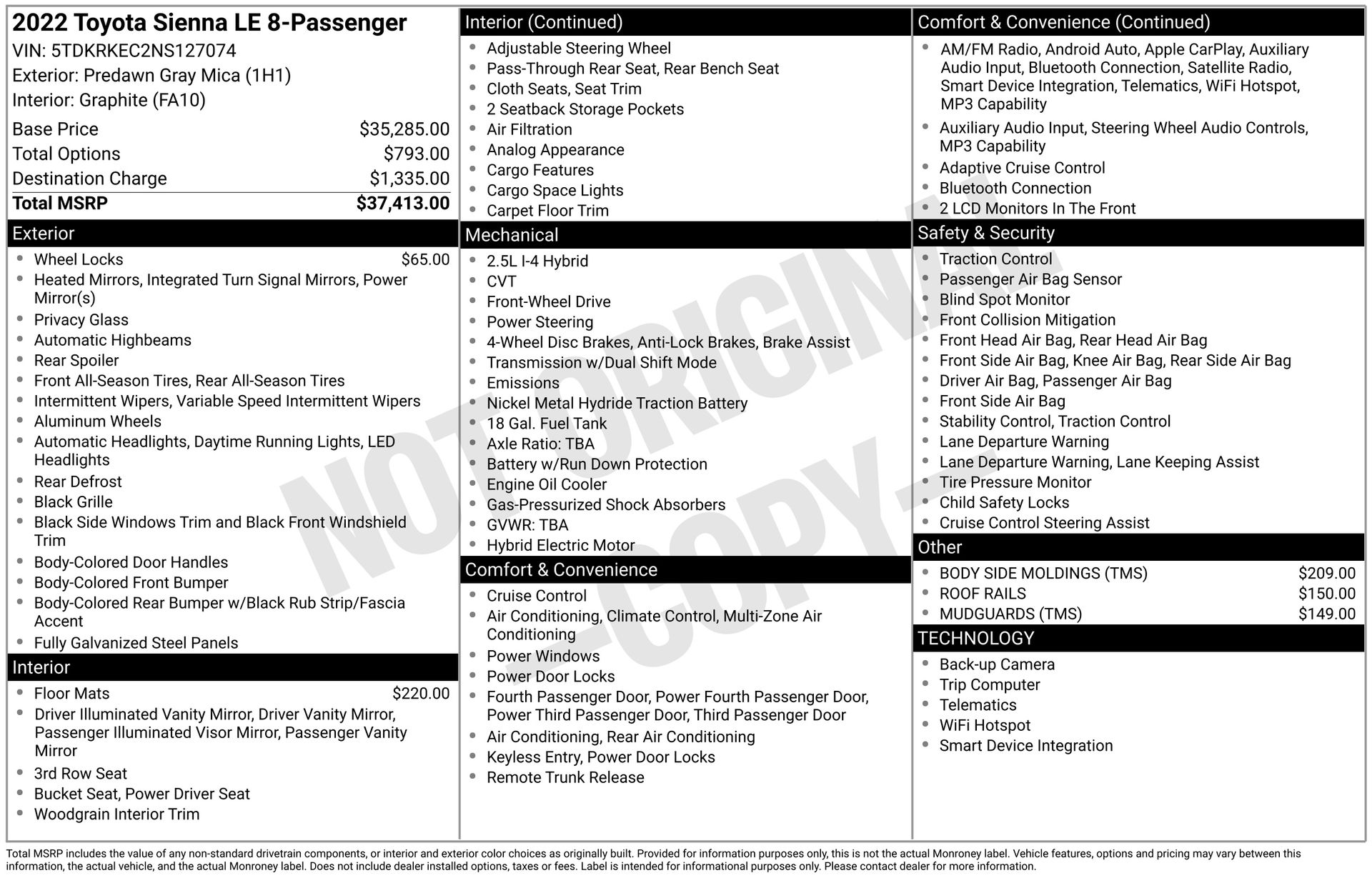 2022 TOYOTA SIENNA - Image 3