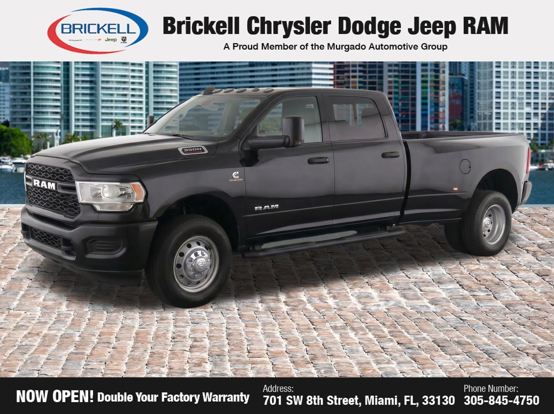 Diamond Black Crystal Pearlcoat 2022 RAM 3500 Tradesman Crew Cab LB DRW 4WD Pickup Truck Four-Wheel Drive 6-Speed Automatic
