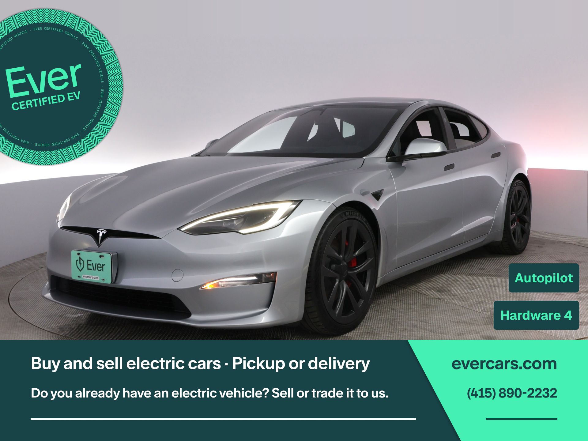Silver 2025 Tesla Model S Plaid AWD Sedan All-Wheel Drive 1-Speed Automatic