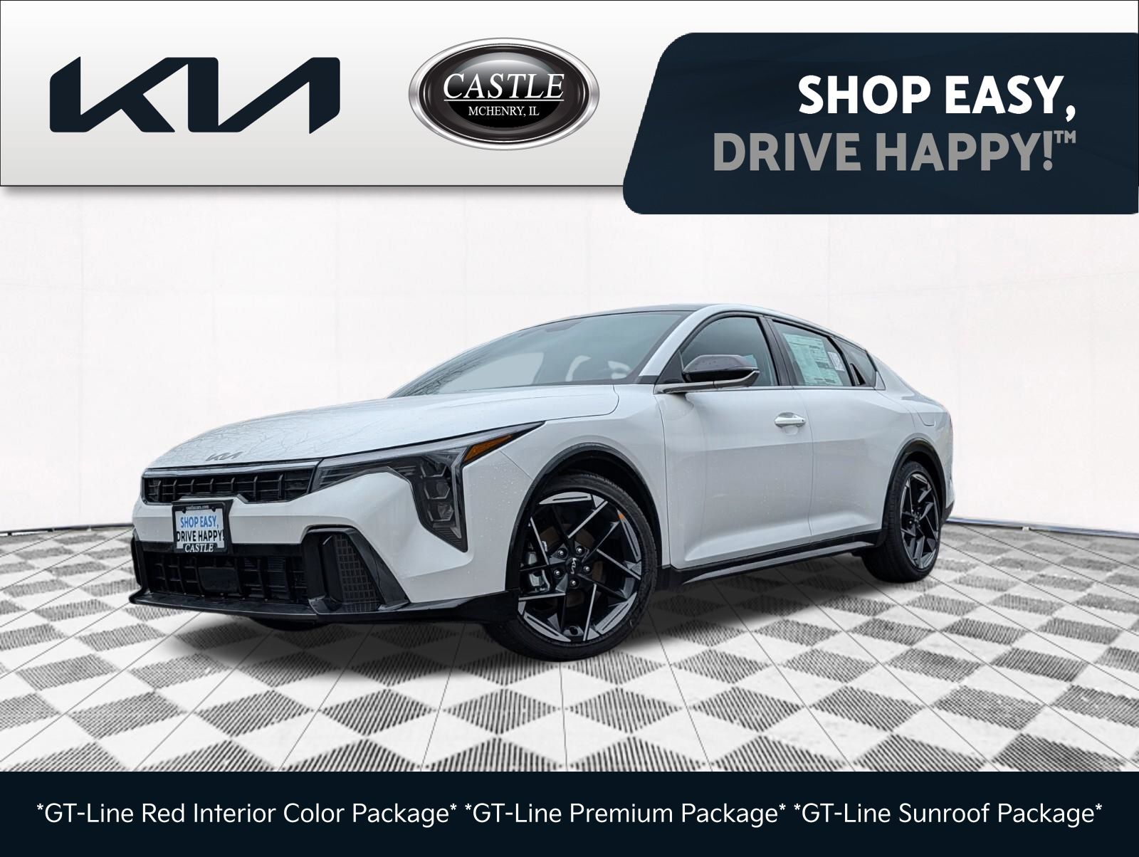 Snow White Pearl 2025 Kia K4 GT-Line FWD Sedan Front-Wheel Drive Continuously Variable Transmission