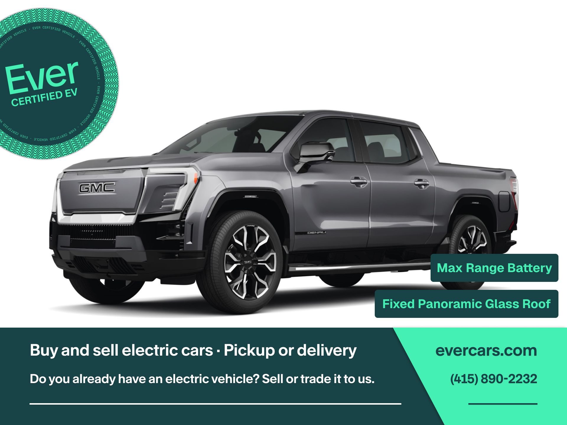 Thunderstorm Gray 2024 GMC Sierra EV Denali Edition 1 Crew Cab e4WD Pickup Truck All-Wheel Drive 1-Speed Automatic