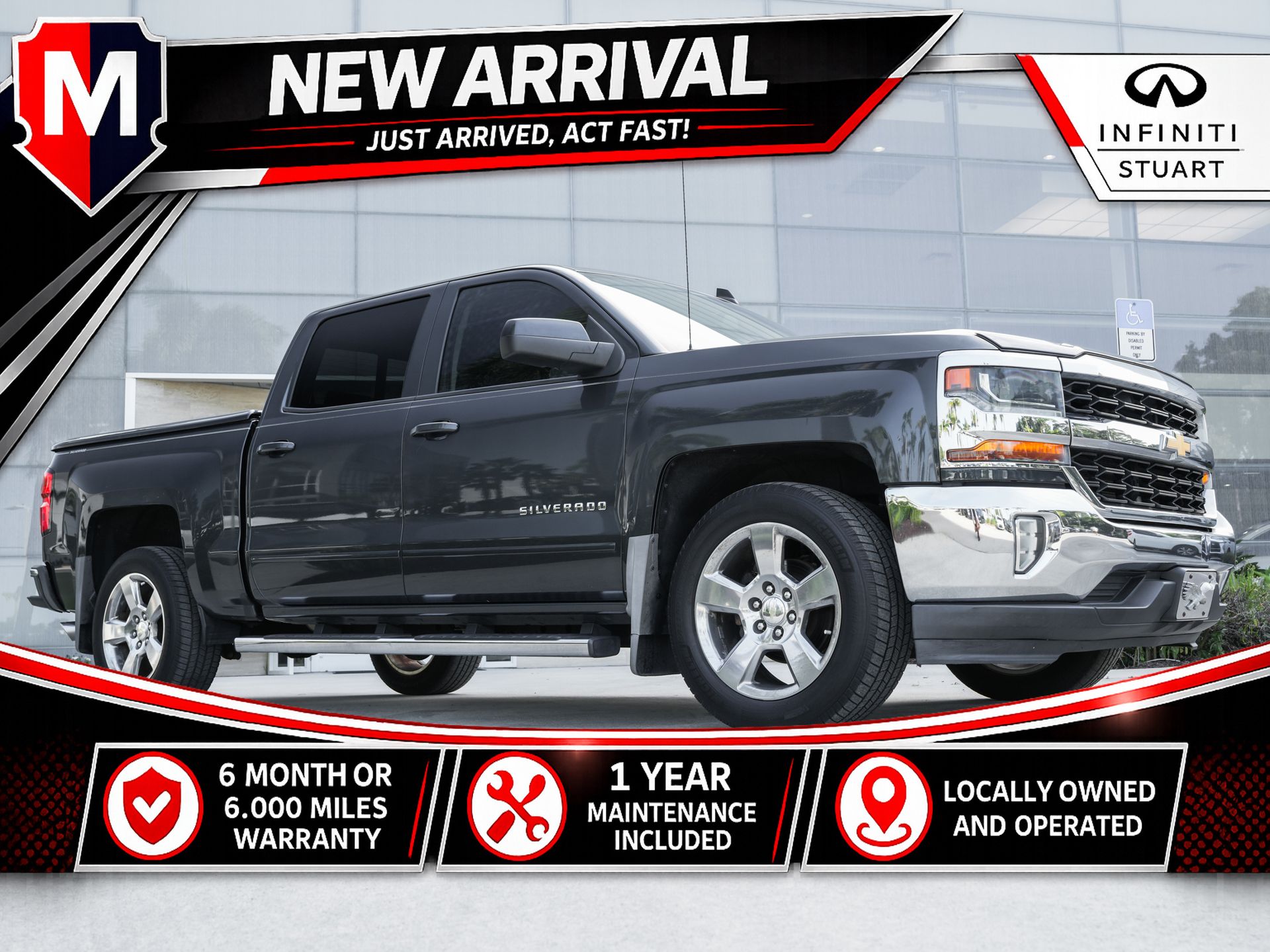 Gray (Graphite Metallic) 2017 Chevrolet Silverado 1500 Pickup Truck 4X2 6-Speed Automatic Overdrive