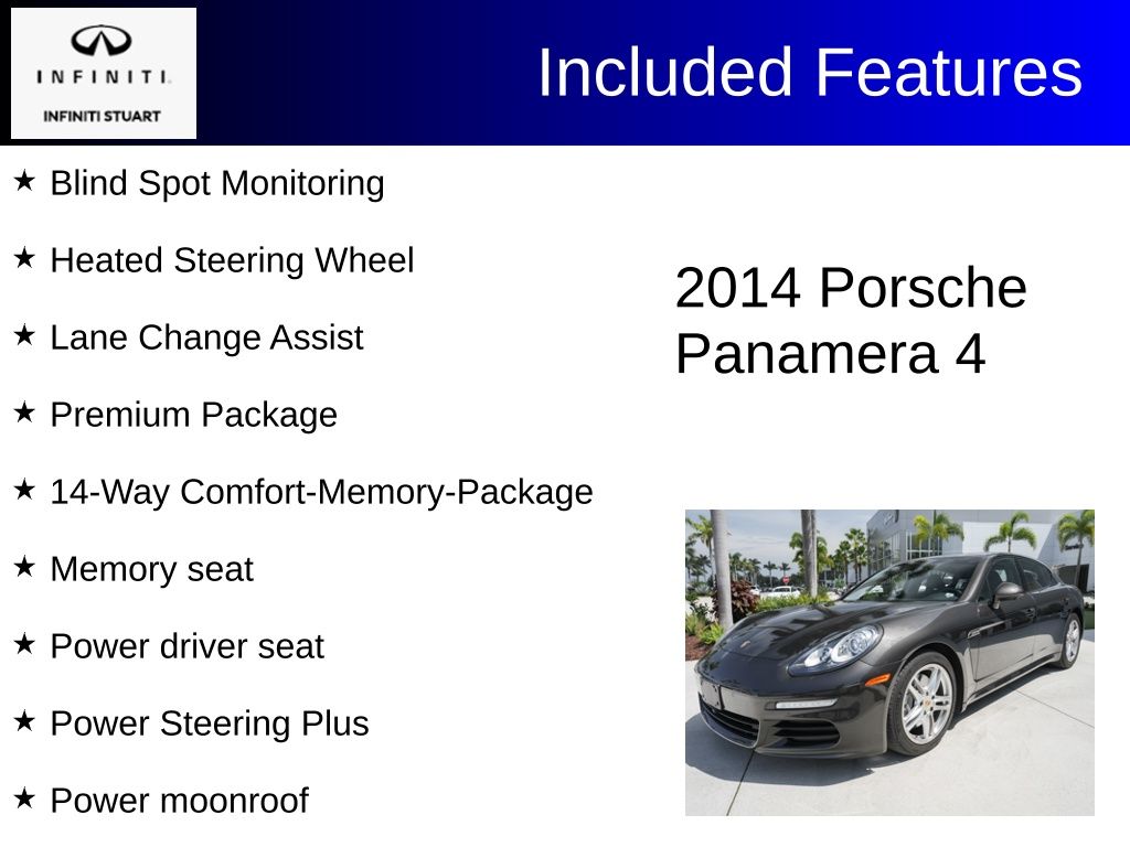 used 2014 Porsche Panamera car, priced at $25,000