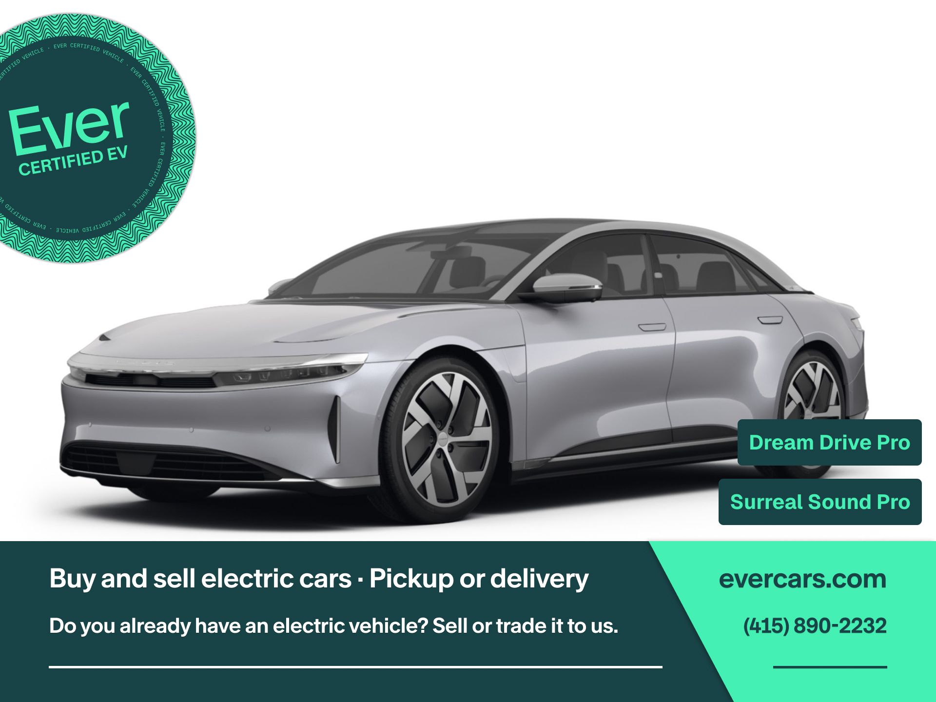 Silver 2023 Lucid Air Sedan All-Wheel Drive 1-Speed Automatic