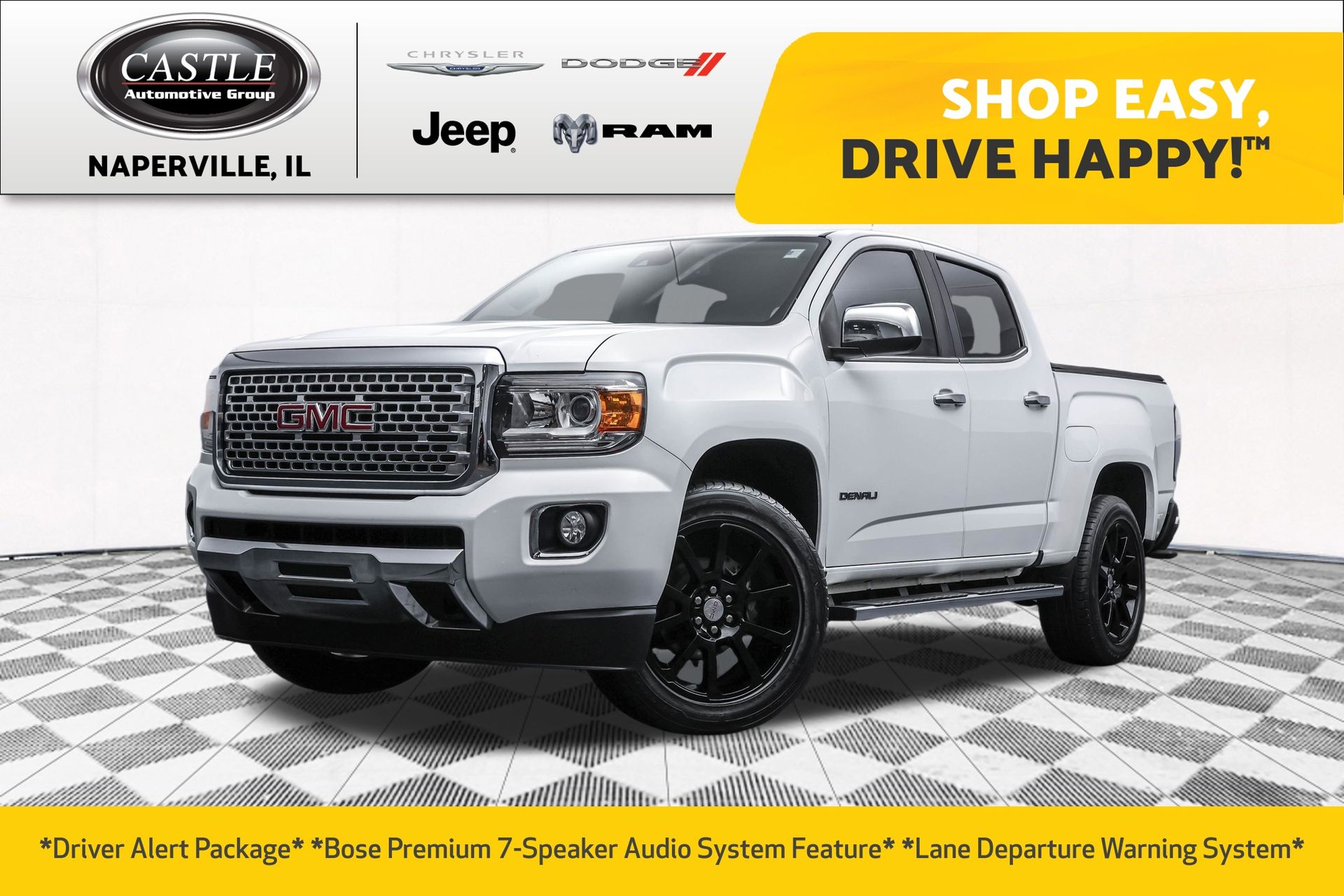 Summit White 2017 GMC Canyon Denali Crew Cab 4WD Pickup Truck Four-Wheel Drive 8-Speed Automatic