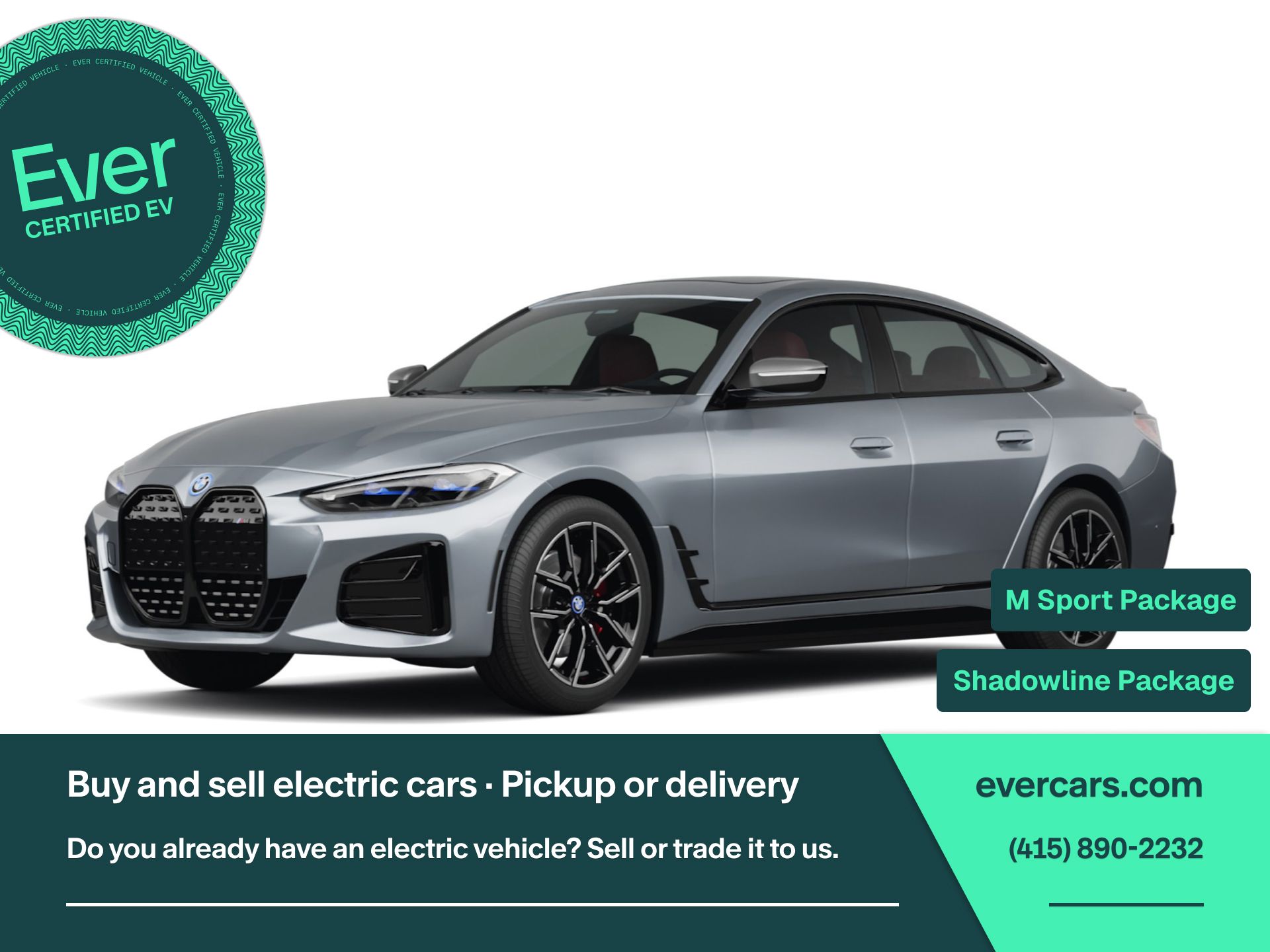 Gray (Brooklyn Grey Metallic) 2025 BMW i4 Sedan All-Wheel Drive Automatic