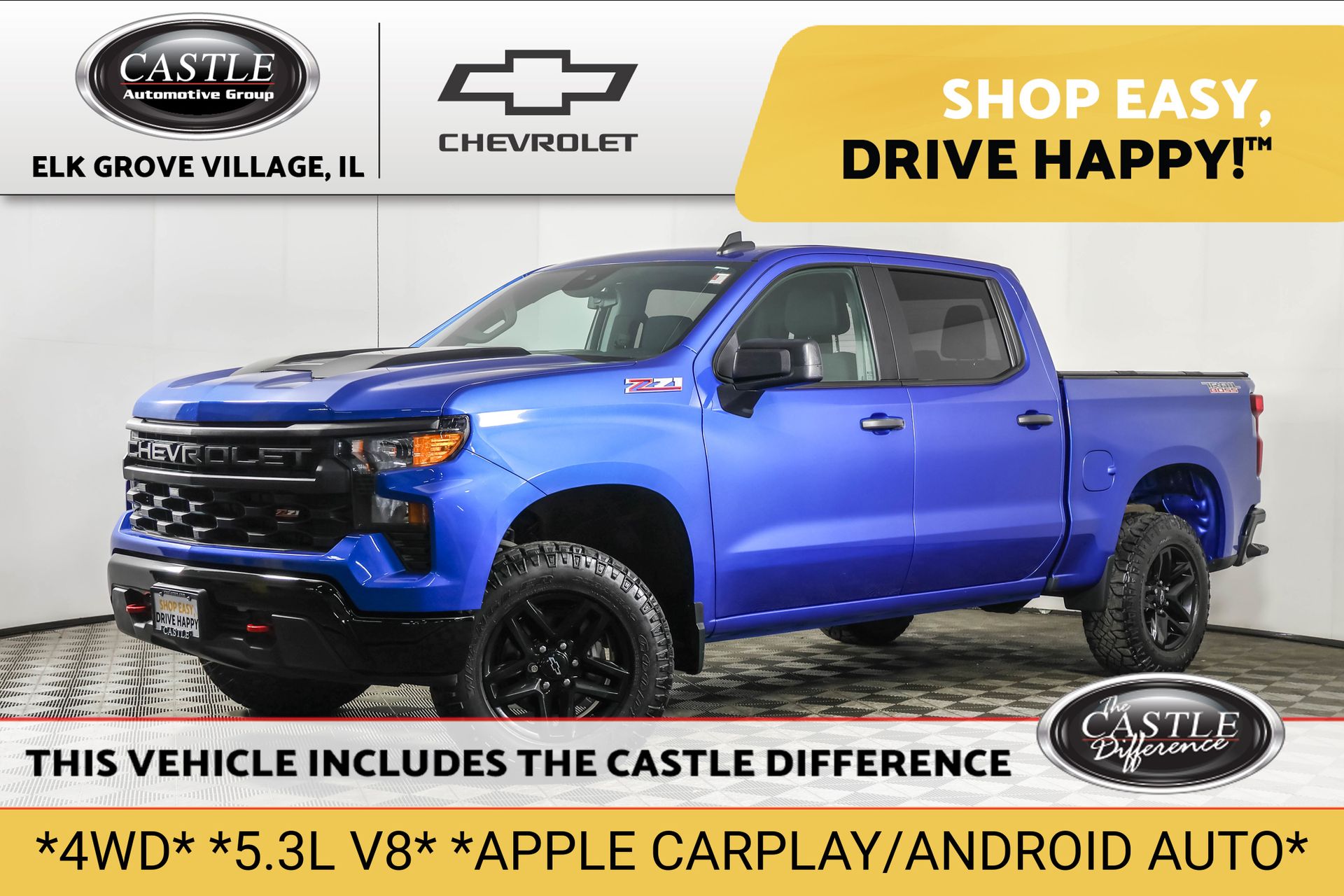 Glacier Blue Metallic 2022 Chevrolet Silverado 1500 Pickup Truck Four-Wheel Drive Automatic