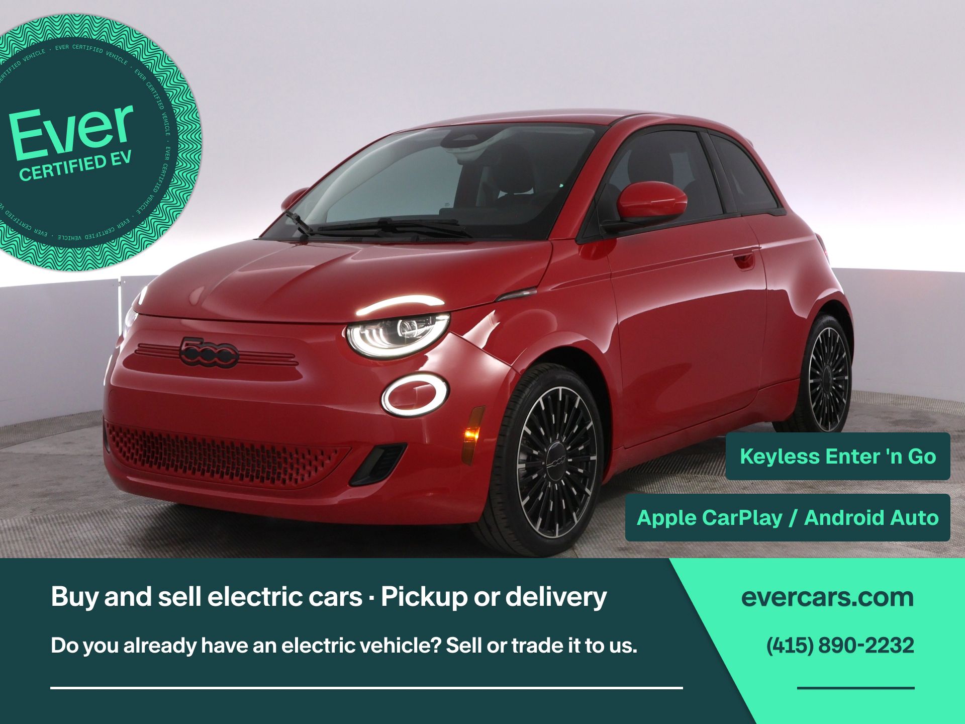 Red by (Red) 2024 FIAT 500e Hatchback 1-Speed Automatic