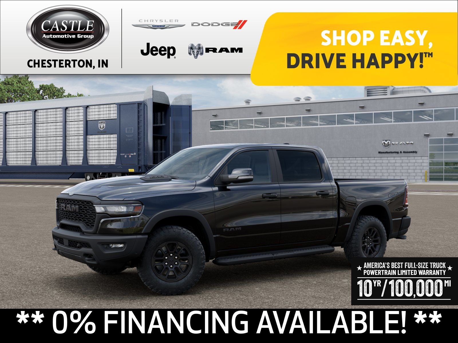 Diamond Black Crystal Pearlcoat 2026 RAM 1500 Rebel Crew Cab 4WD Pickup Truck Four-Wheel Drive 8-Speed Automatic