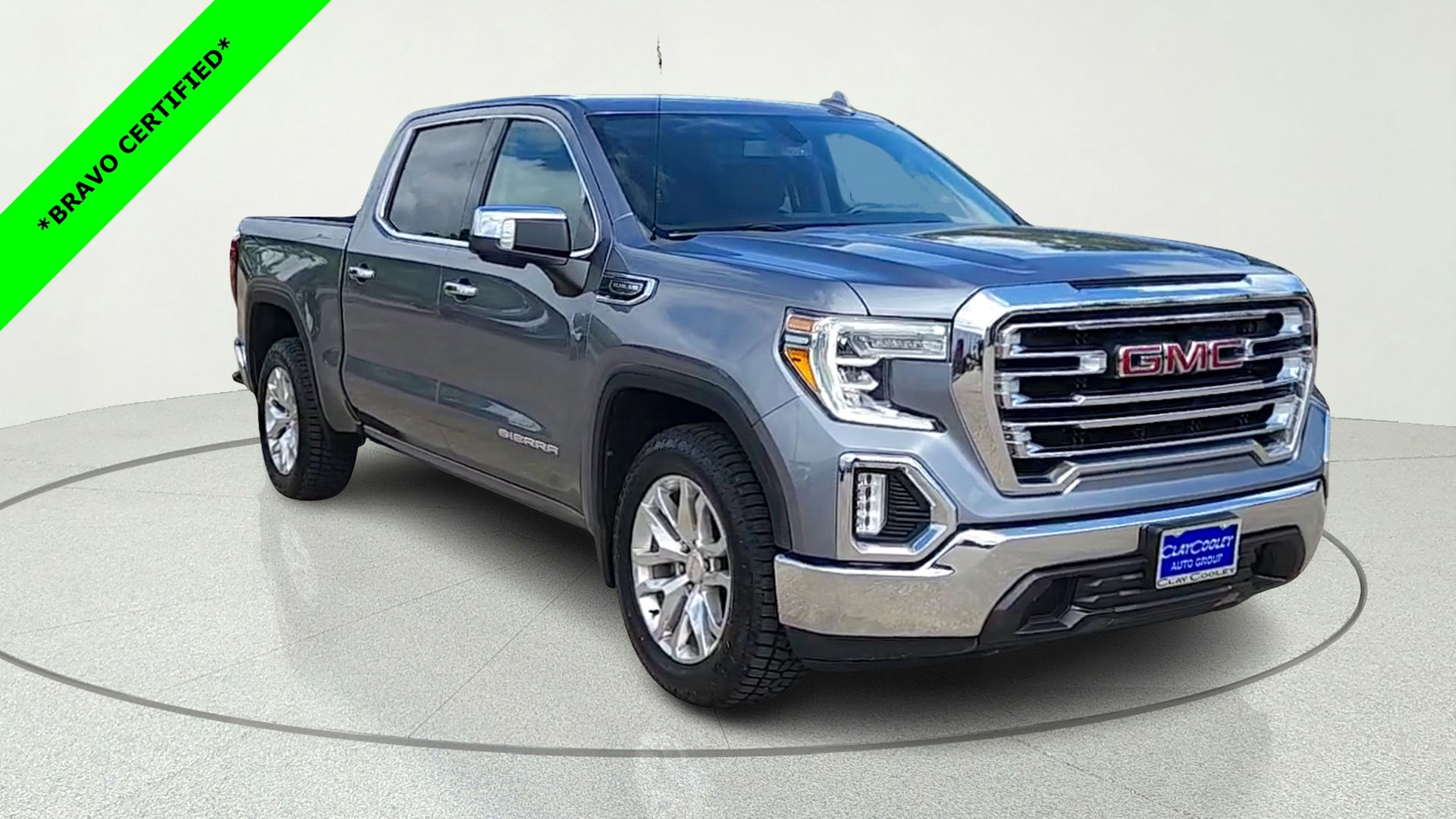 Gray (Satin Steel Metallic) 2021 GMC Sierra 1500 SLT Crew Cab RWD Pickup Truck 4X2 8-Speed Automatic