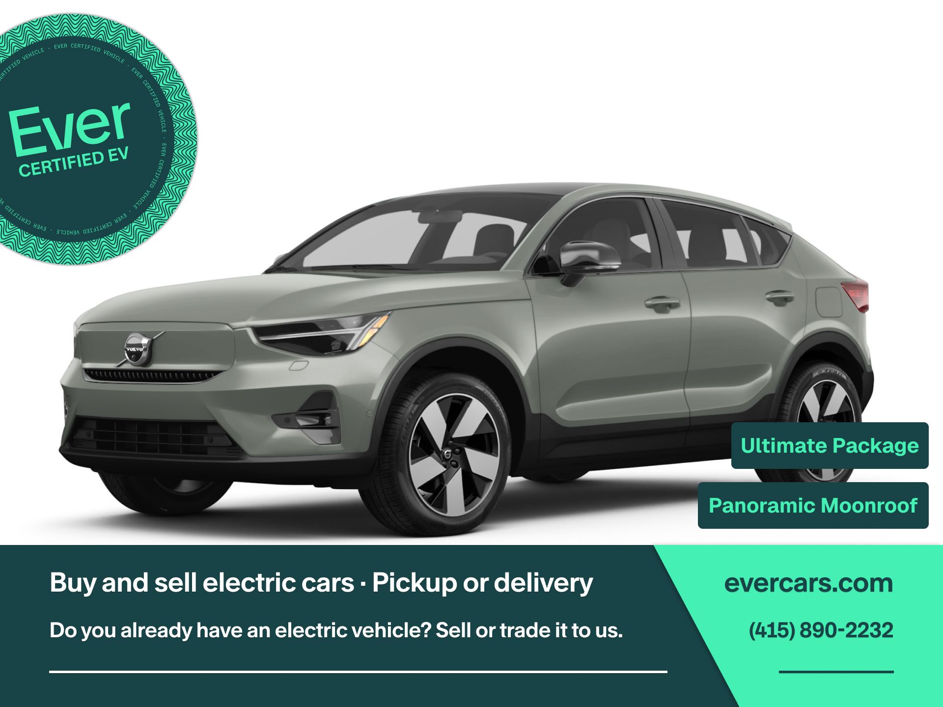 Sage Green Metallic 2023 Volvo C40 Recharge SUV / Crossover All-Wheel Drive 1-Speed Automatic