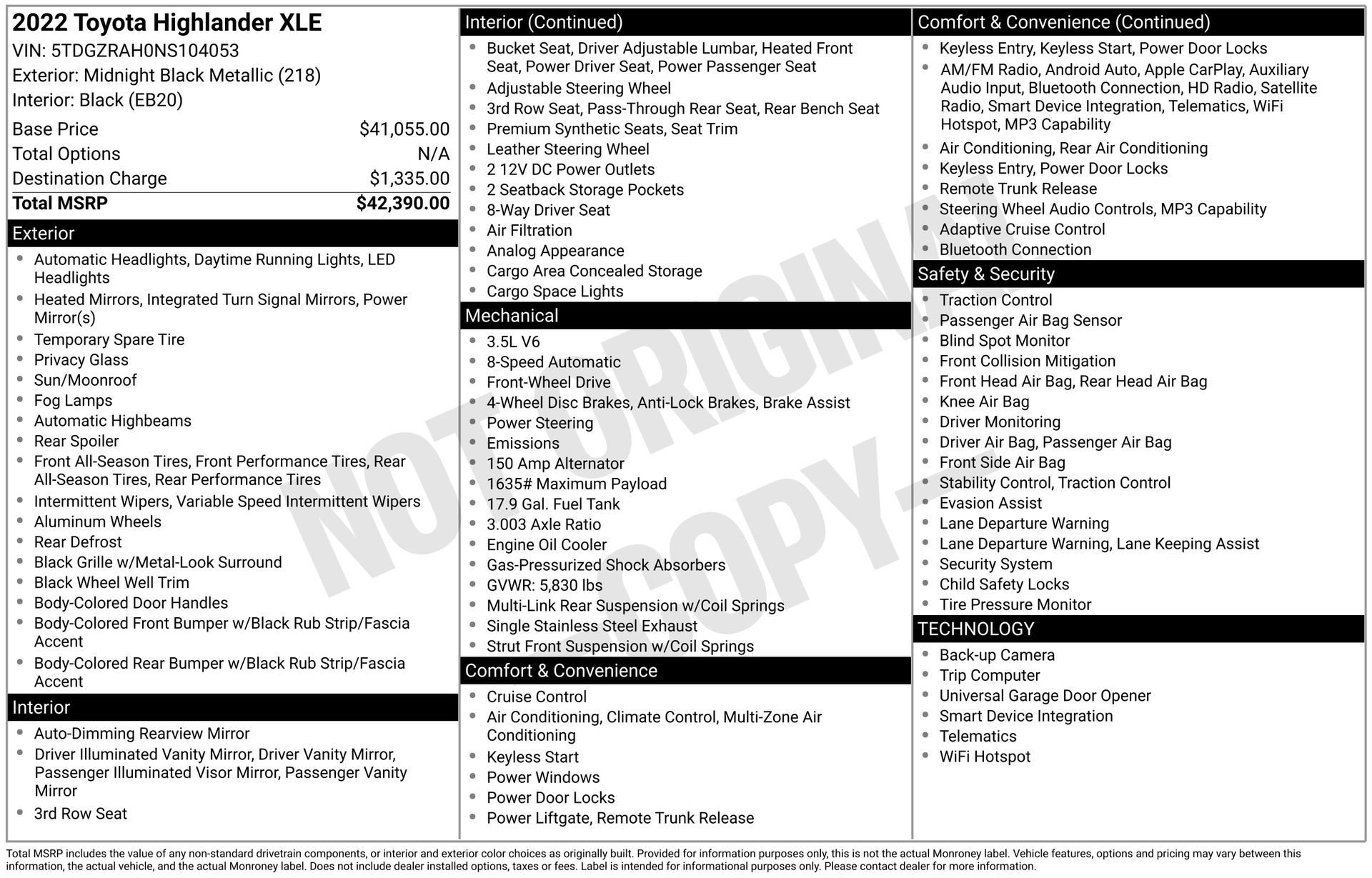 2022 Toyota Highlander XLE Black at Coastal Chevrolet Cadillac