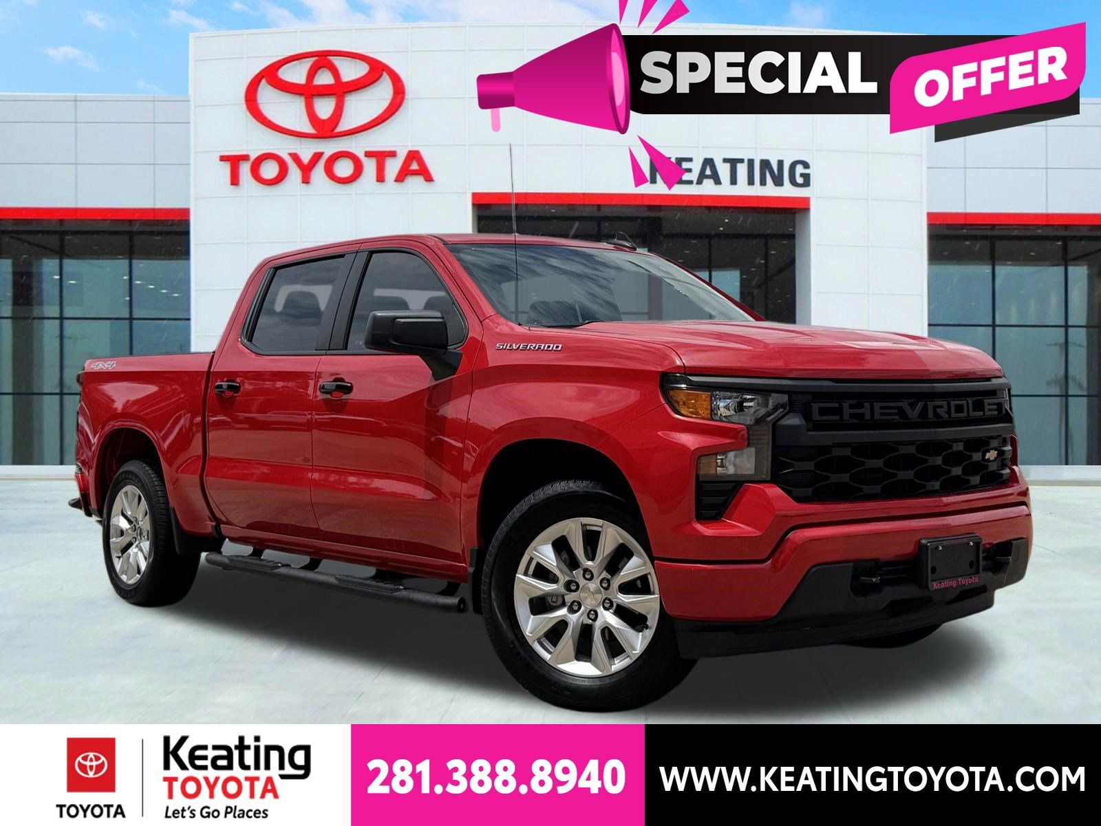 Red Hot 2024 Chevrolet Silverado 1500 Pickup Truck Four-Wheel Drive 8-Speed Automatic