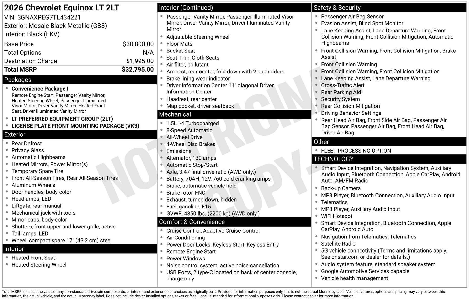 Mosaic Black Metallic 2026 Chevrolet Equinox SUV / Crossover Four-Wheel Drive 8-Speed Automatic