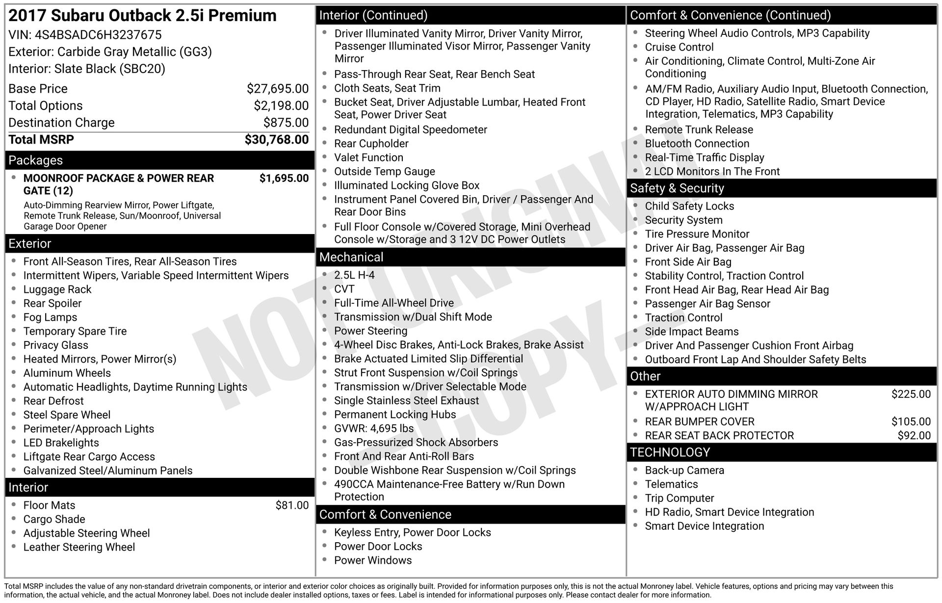 2017 Subaru Outback Premium's photo
