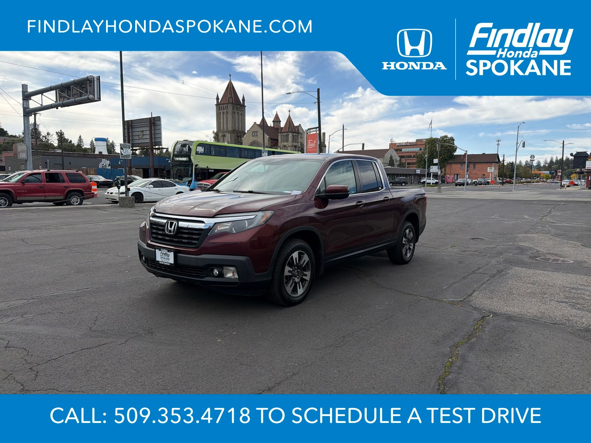 Red (Maroon) 2019 Honda Ridgeline Pickup Truck All-Wheel Drive 6-Speed Automatic