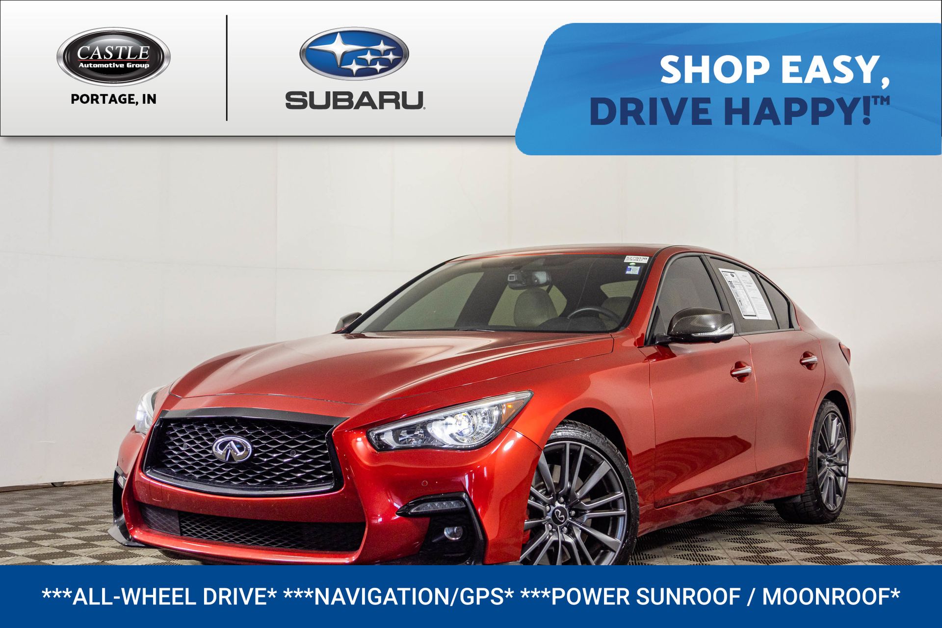 2021 INFINITI Q50 Rojo (Dynamic Sunstone Red) Sedán Tracción en las cuatro ruedas 7 velocidades Automática marcha alta