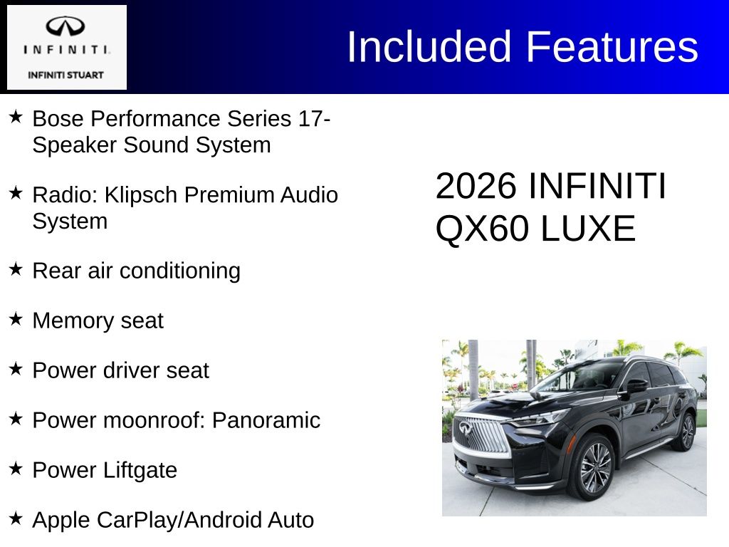 used 2026 INFINITI QX60 car, priced at $43,500