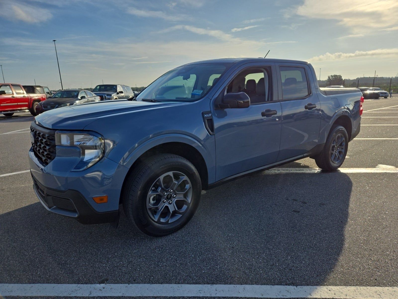 Blue (Azure Gray Metallic Tri-Coat) 2025 Ford Maverick XLT SuperCrew AWD Pickup Truck All-Wheel Drive Continuously Variable Transmission