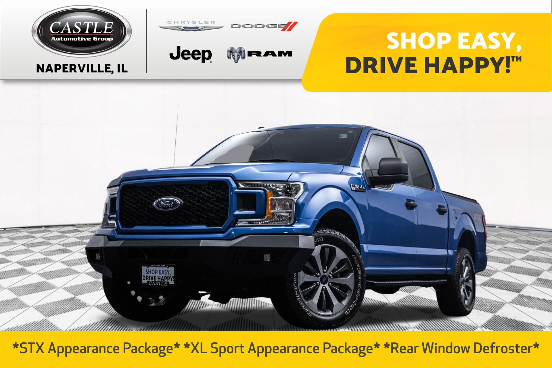Blue 2019 Ford F-150 XL SuperCrew 4WD Pickup Truck Four-Wheel Drive Automatic