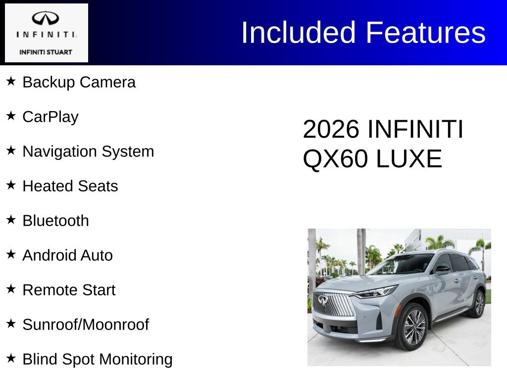 used 2026 INFINITI QX60 car, priced at $44,500