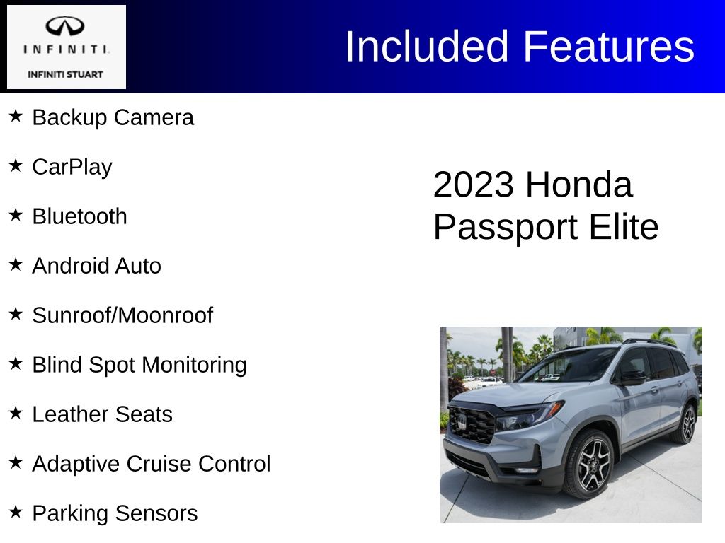 used 2023 Honda Passport car, priced at $34,000