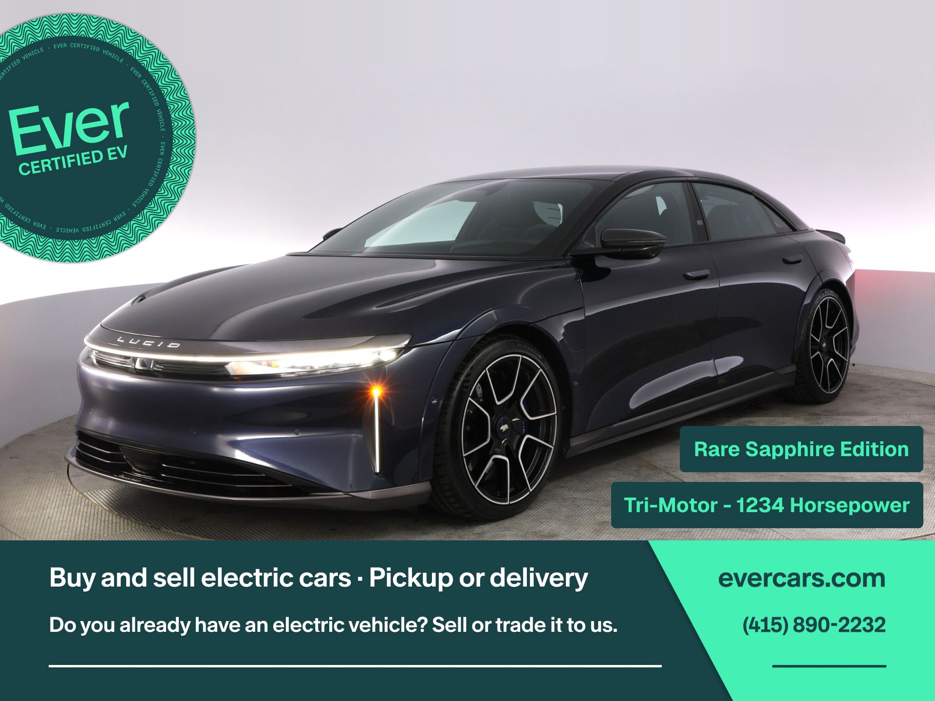 Blue 2024 Lucid Air Sedan All-Wheel Drive 1-Speed Automatic