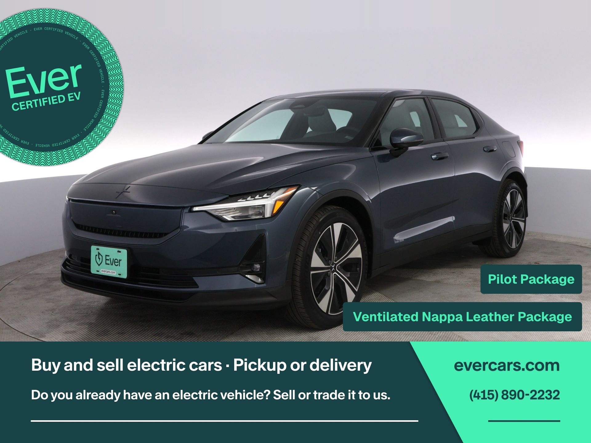 Blue 2024 Polestar 2 Long Range Dual Motor AWD Sedan All-Wheel Drive 1-Speed Automatic