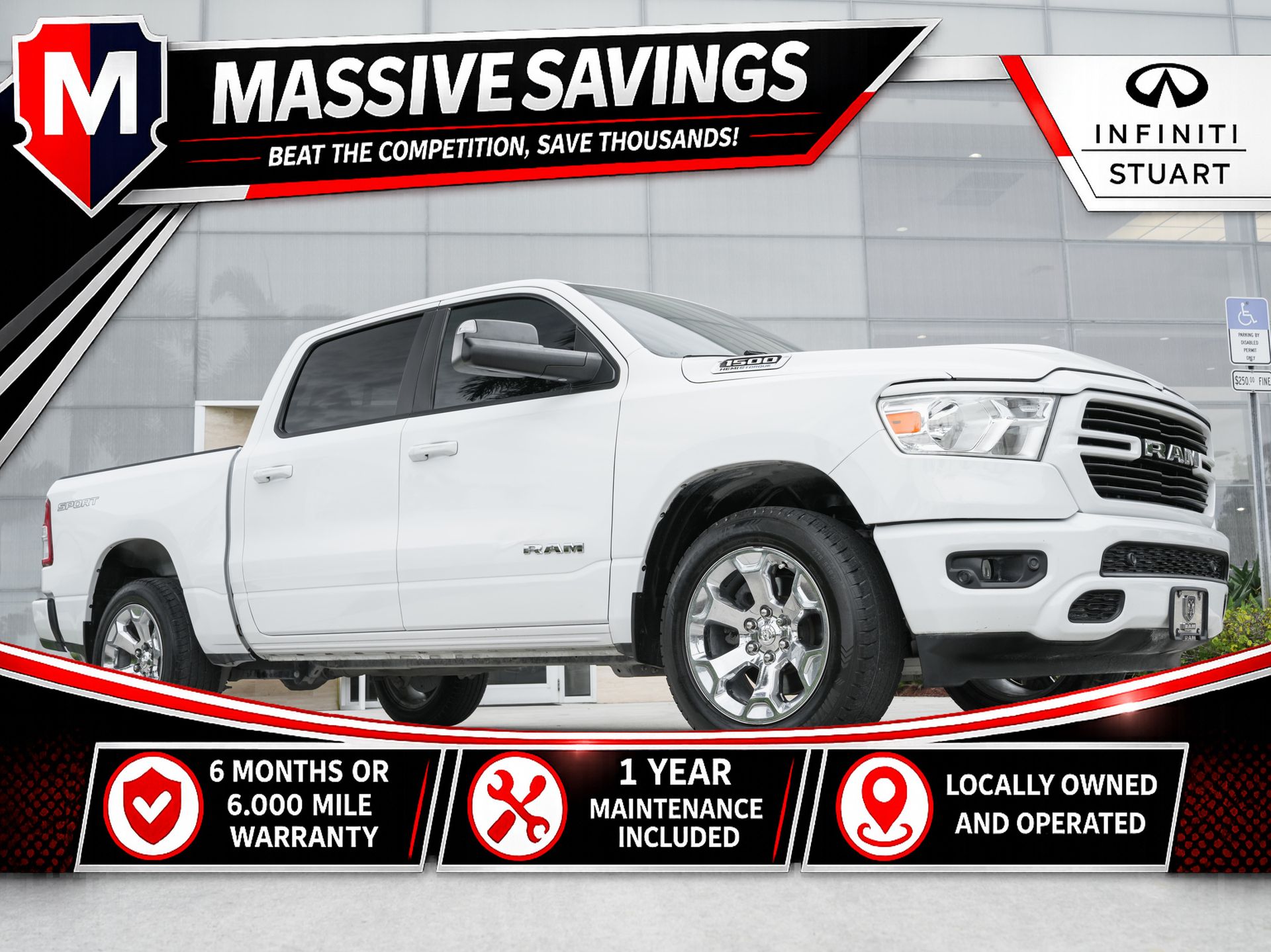 Bright White Clearcoat 2021 RAM 1500 Pickup Truck Four-Wheel Drive 8-Speed Automatic