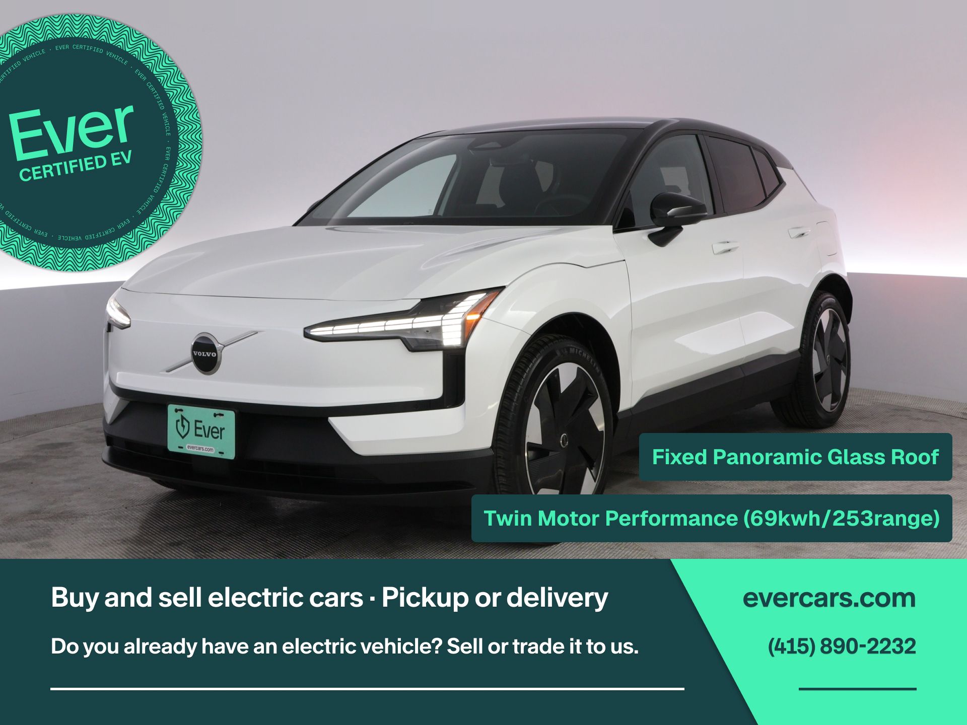 Crystal White 2025 Volvo EX30 Twin Plus eAWD SUV / Crossover All-Wheel Drive 1-Speed Automatic