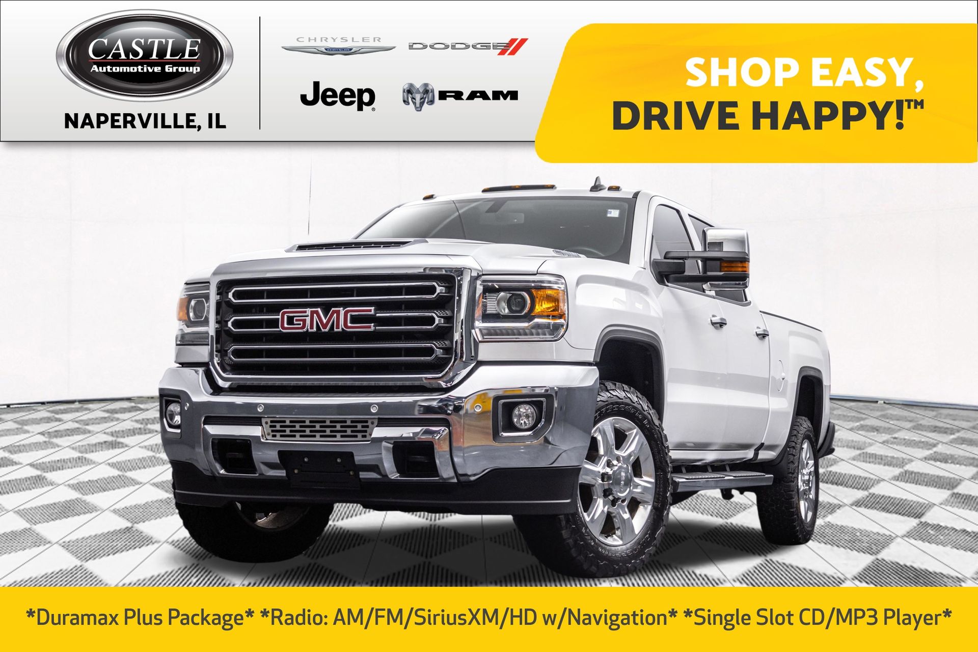 White Frost Tricoat 2019 GMC Sierra 2500HD Pickup Truck Four-Wheel Drive 6-Speed Automatic