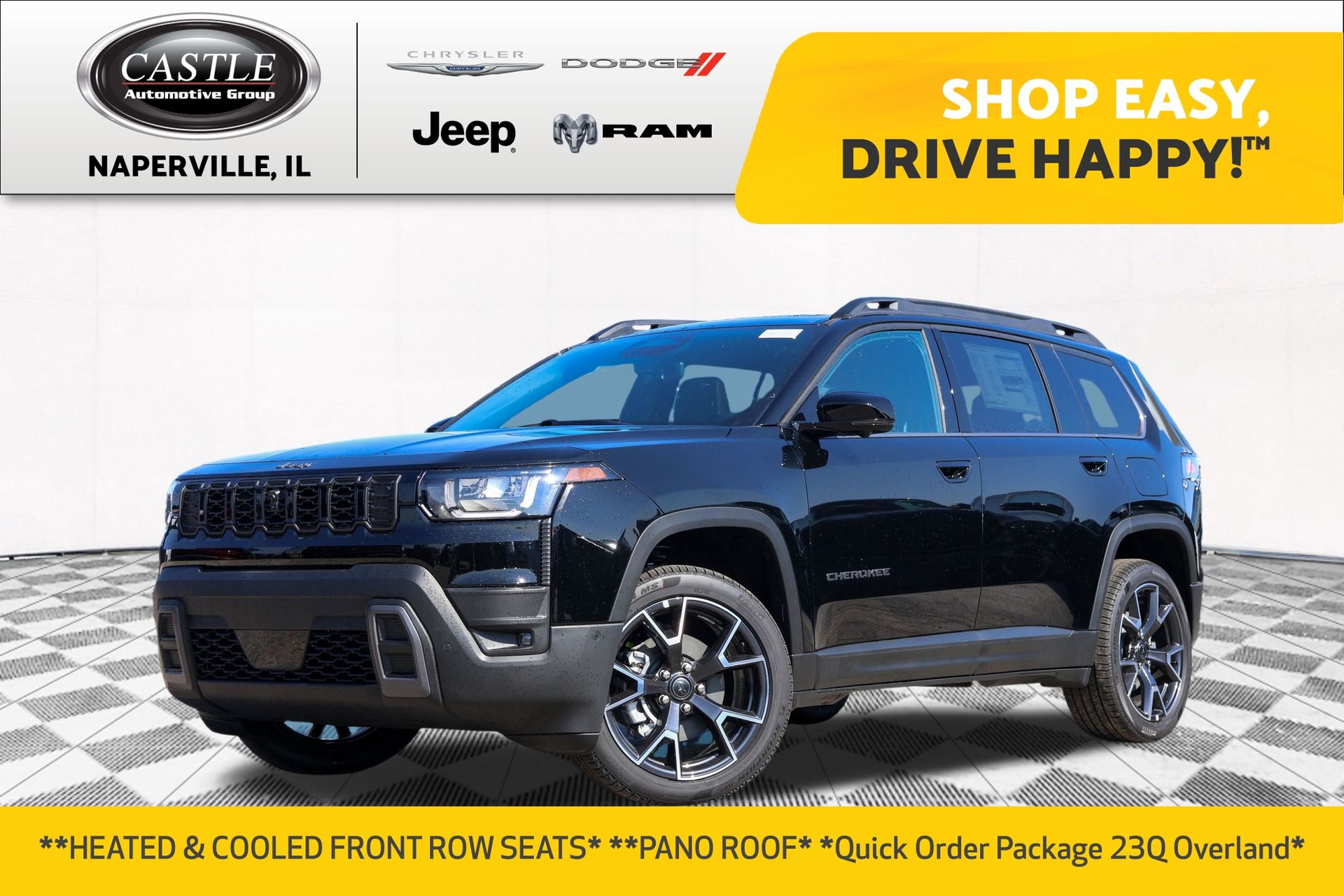 Diamond Black Crystal Pearlcoat 2026 Jeep Cherokee Overland 4WD SUV / Crossover Four-Wheel Drive Continuously Variable Transmission