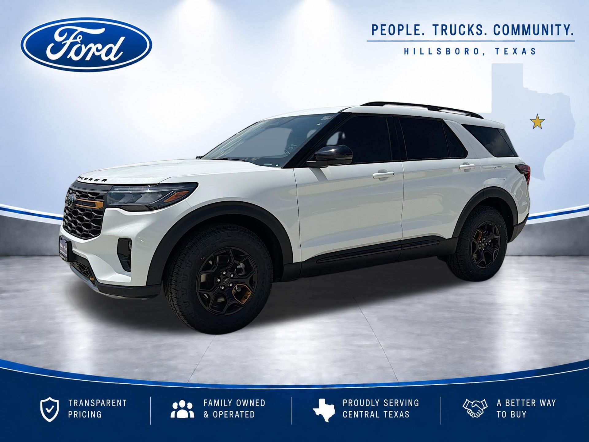 Star White Metallic Tri-Coat 2026 Ford Explorer SUV / Crossover All-Wheel Drive Automatic