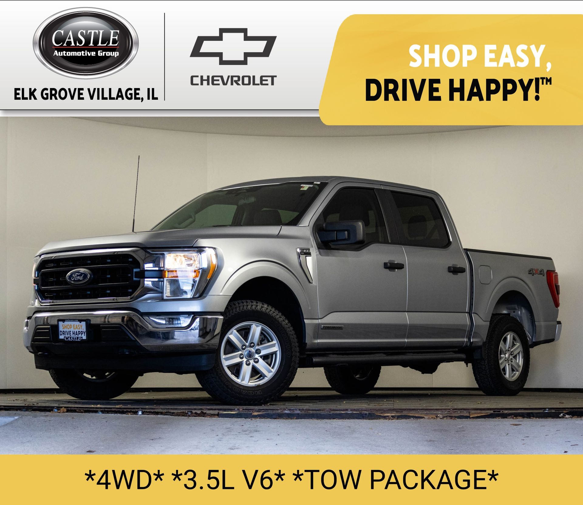 Silver 2022 Ford F-150 Pickup Truck Four-Wheel Drive Automatic