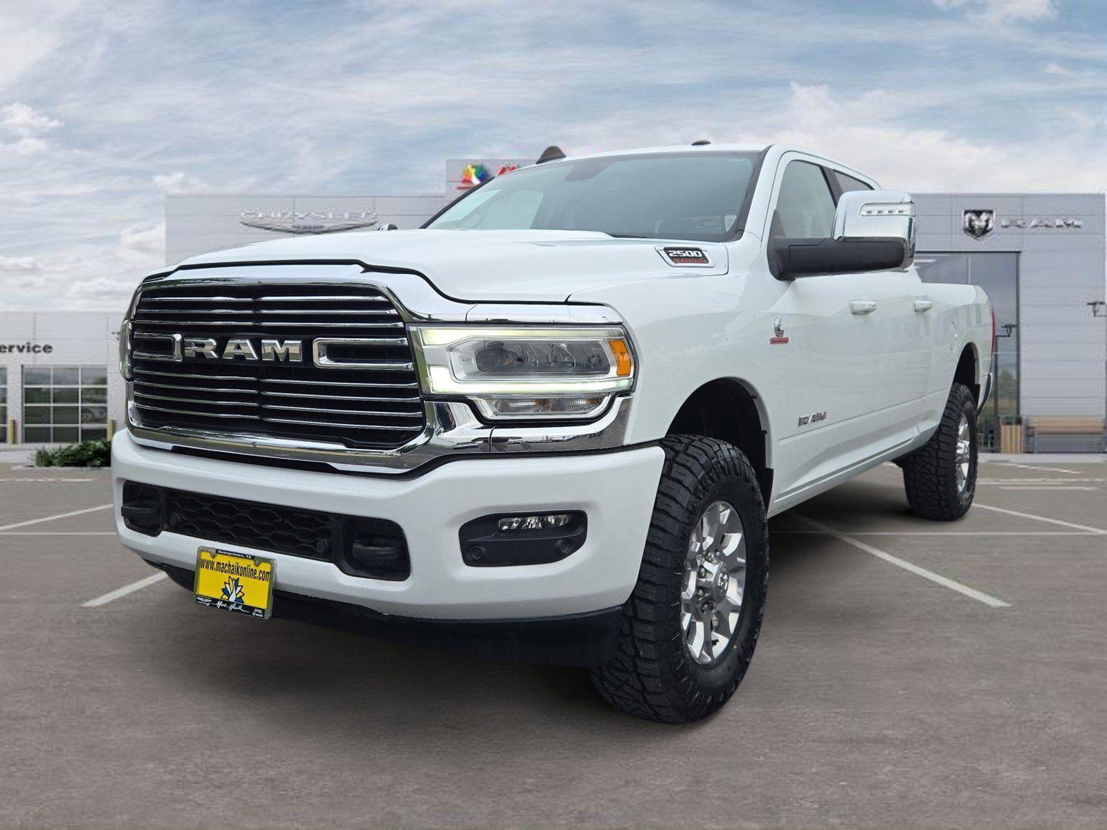 Bright White Clearcoat 2023 RAM 2500 Laramie Crew Cab 4WD Pickup Truck Four-Wheel Drive 6-Speed Automatic