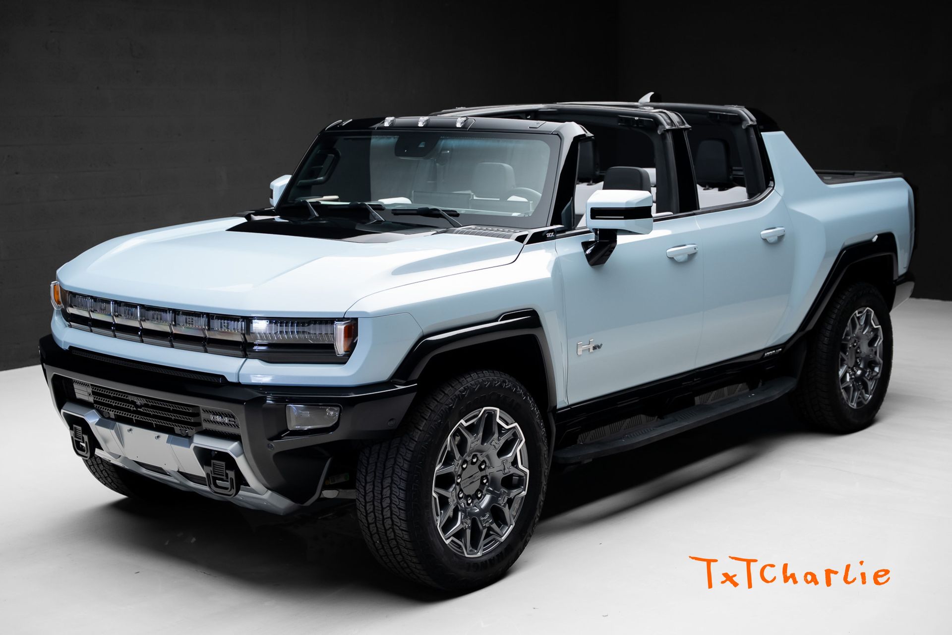 Tide Metallic (Ice Blue) 2025 GMC Hummer EV Pickup 3X Crew Cab AWD Pickup Truck All-Wheel Drive 1-Speed Automatic