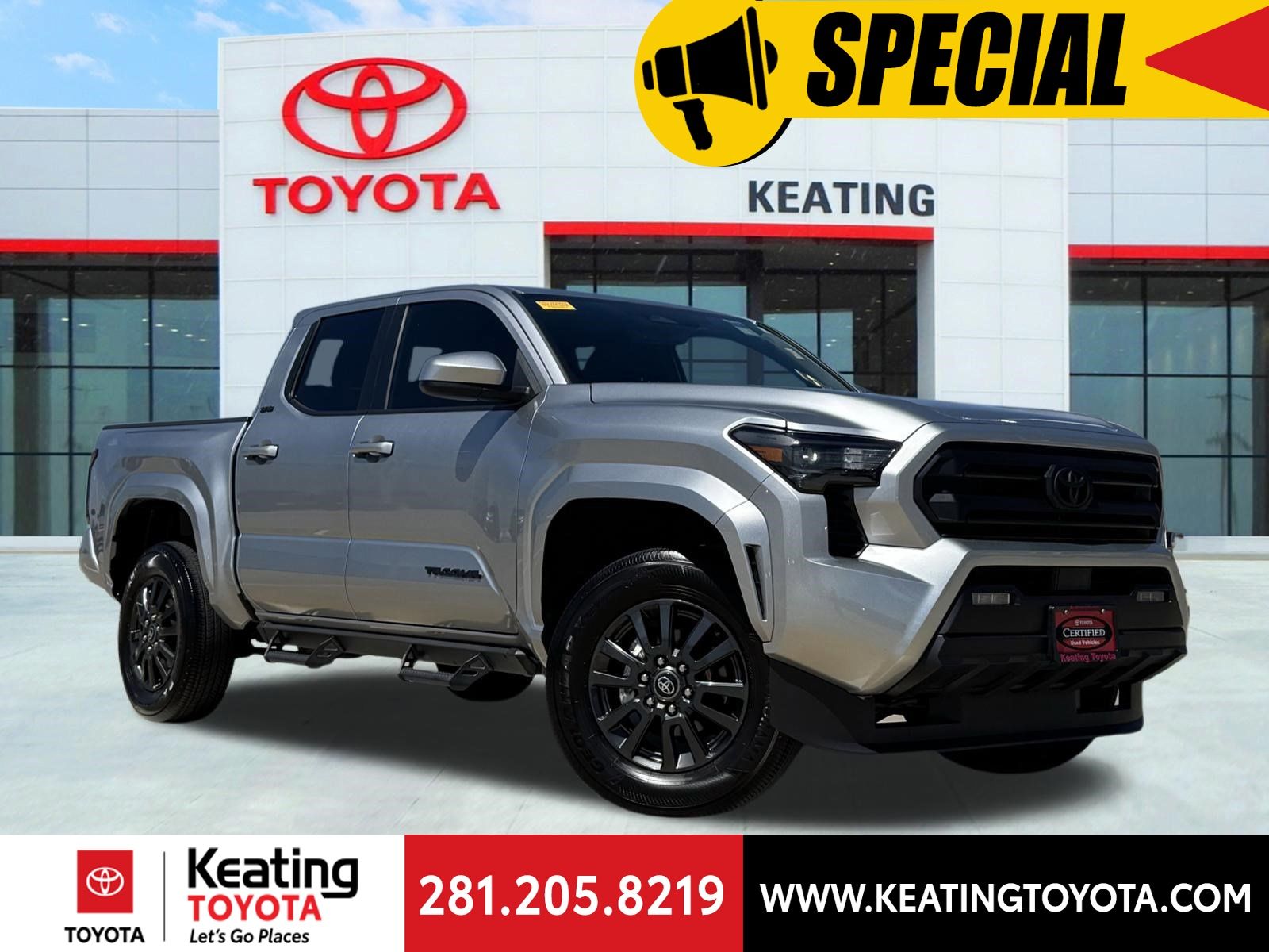 Celestial Silver Metallic 2025 Toyota Tacoma SR5 Double Cab 4WD Pickup Truck Four-Wheel Drive 8-Speed Automatic