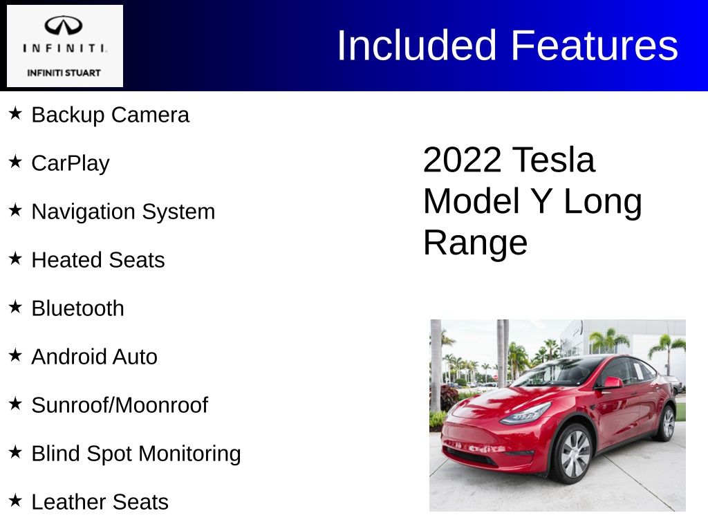 Used 2022 Tesla Model Y Long Range with VIN 7SAYGDEE6NA002953 for sale in Stuart, FL