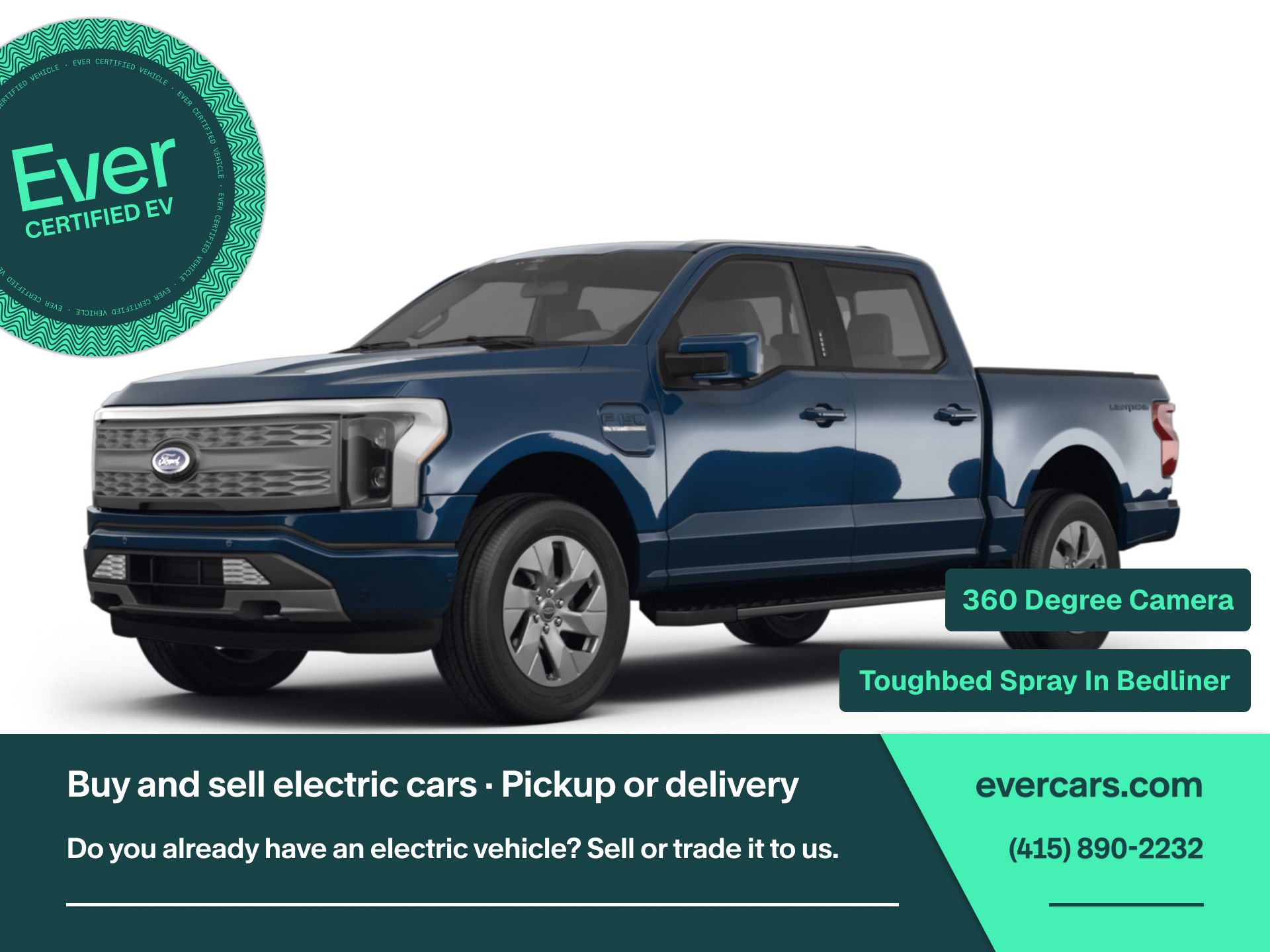 Blue Metallic 2024 Ford F-150 Lightning Pickup Truck All-Wheel Drive Automatic