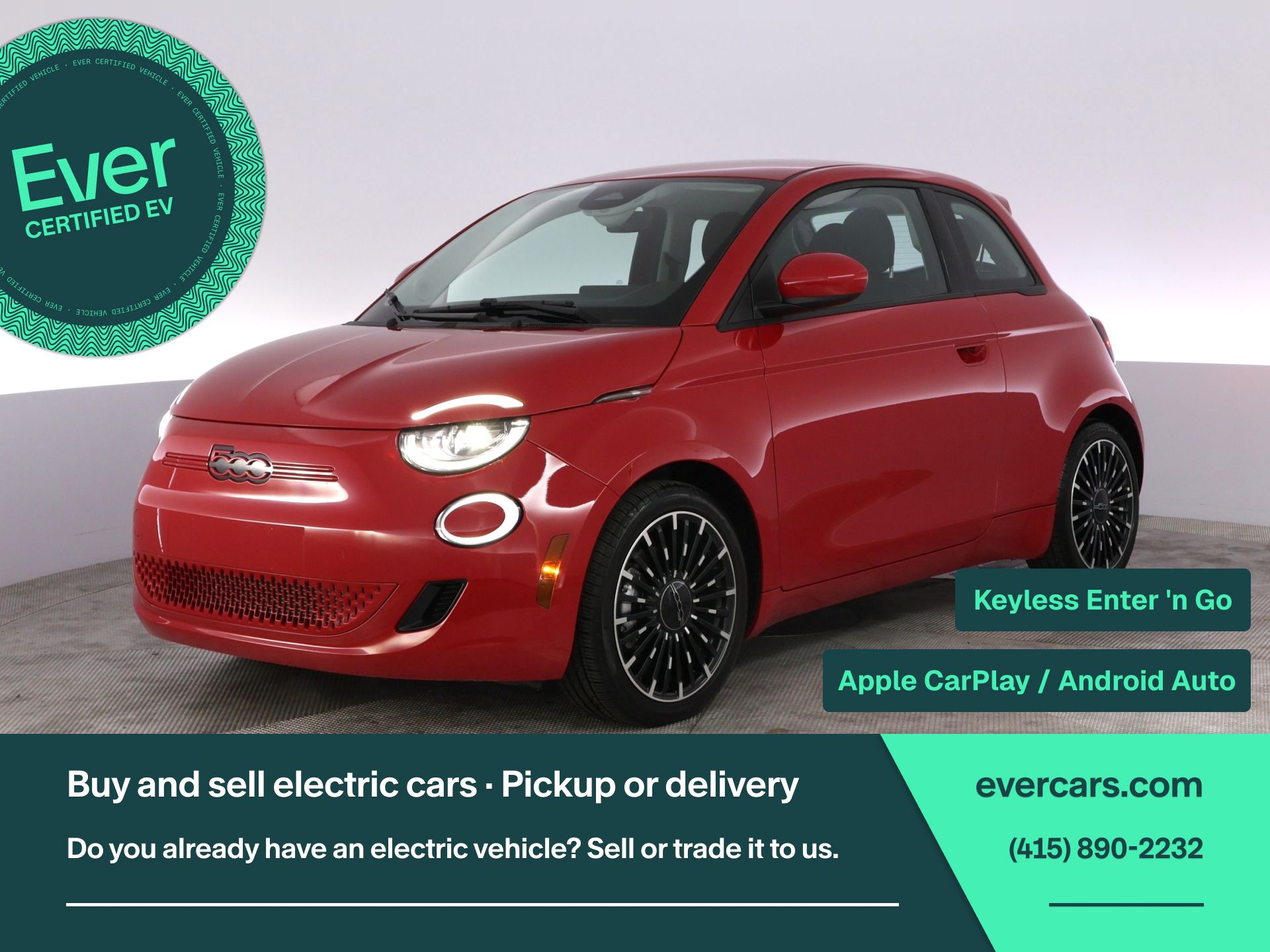 Red by (Red) 2024 FIAT 500e Hatchback 1-Speed Automatic