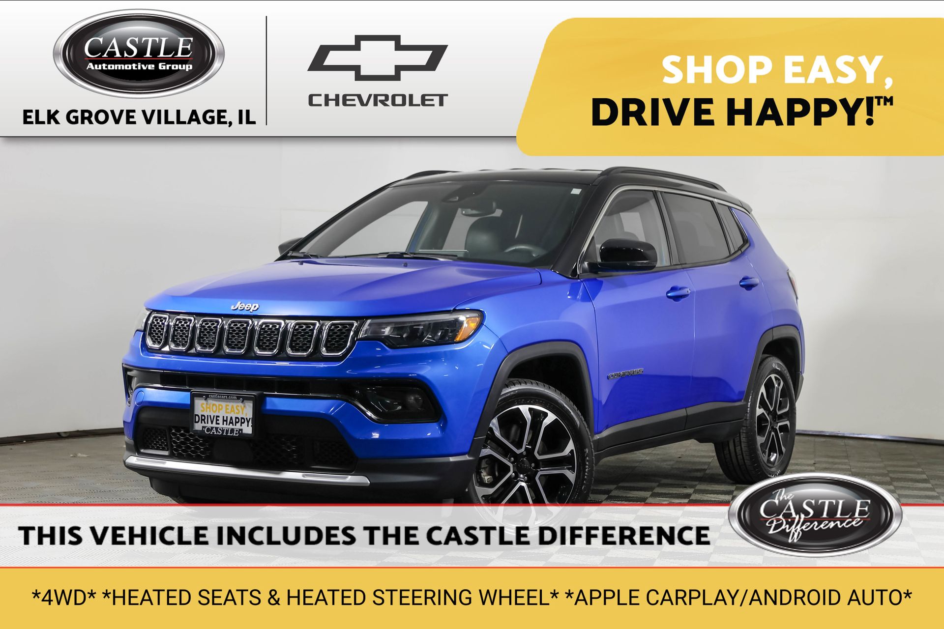 Laser Blue Pearlcoat 2023 Jeep Compass SUV / Crossover Four-Wheel Drive 8-Speed Automatic