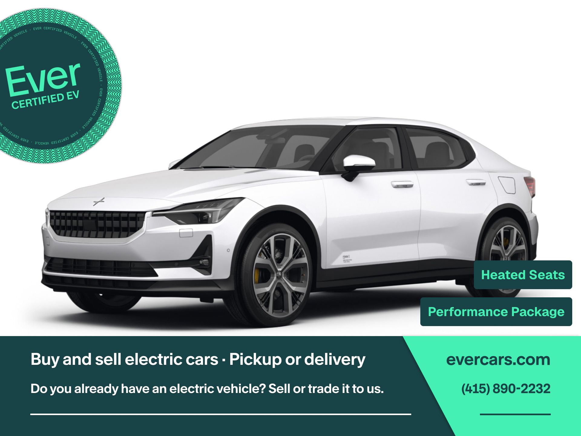 White (Snow) 2022 Polestar 2 Sedan All-Wheel Drive 1-Speed Automatic