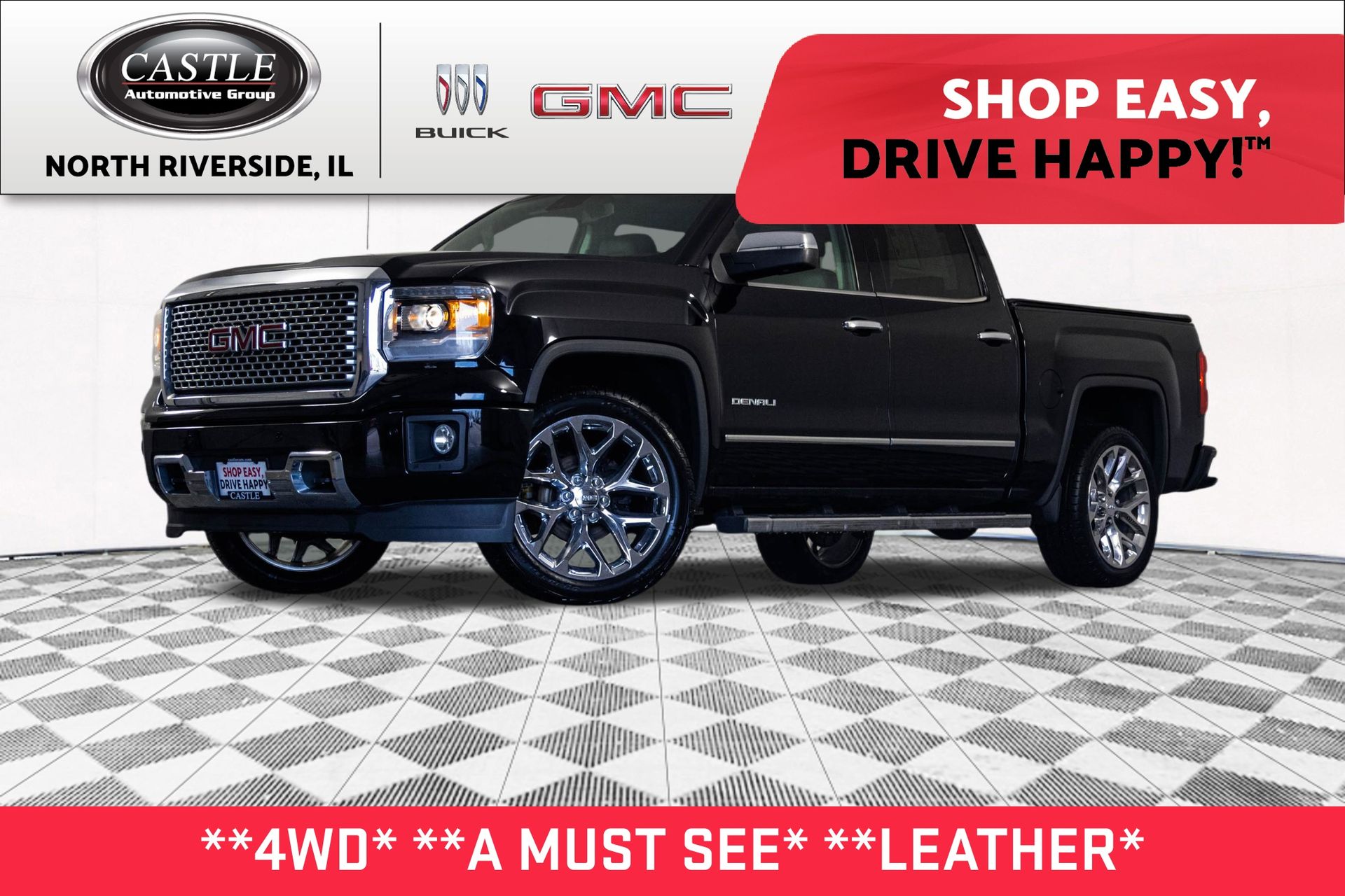 Onyx Black 2015 GMC Sierra 1500 Denali Crew Cab 4WD Pickup Truck Four-Wheel Drive 6-Speed Automatic Overdrive