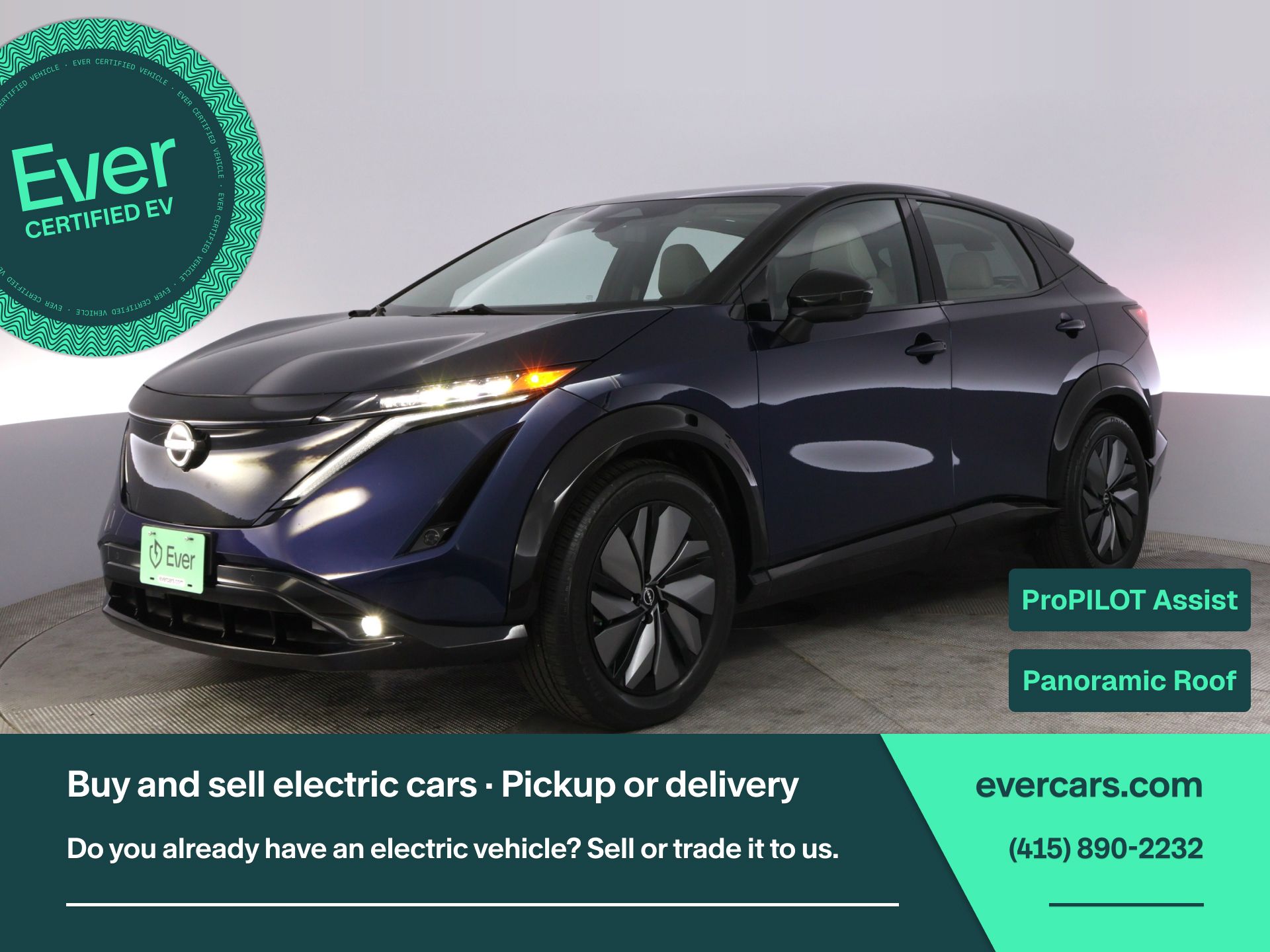 Deep Ocean Blue Pearl/Black Diamond Pearl 2024 Nissan Ariya SUV / Crossover All-Wheel Drive Continuously Variable Transmission