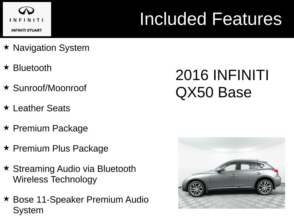 Used 2016 INFINITI QX50 Base with VIN JN1BJ0RP7GM230405 for sale in Stuart, FL