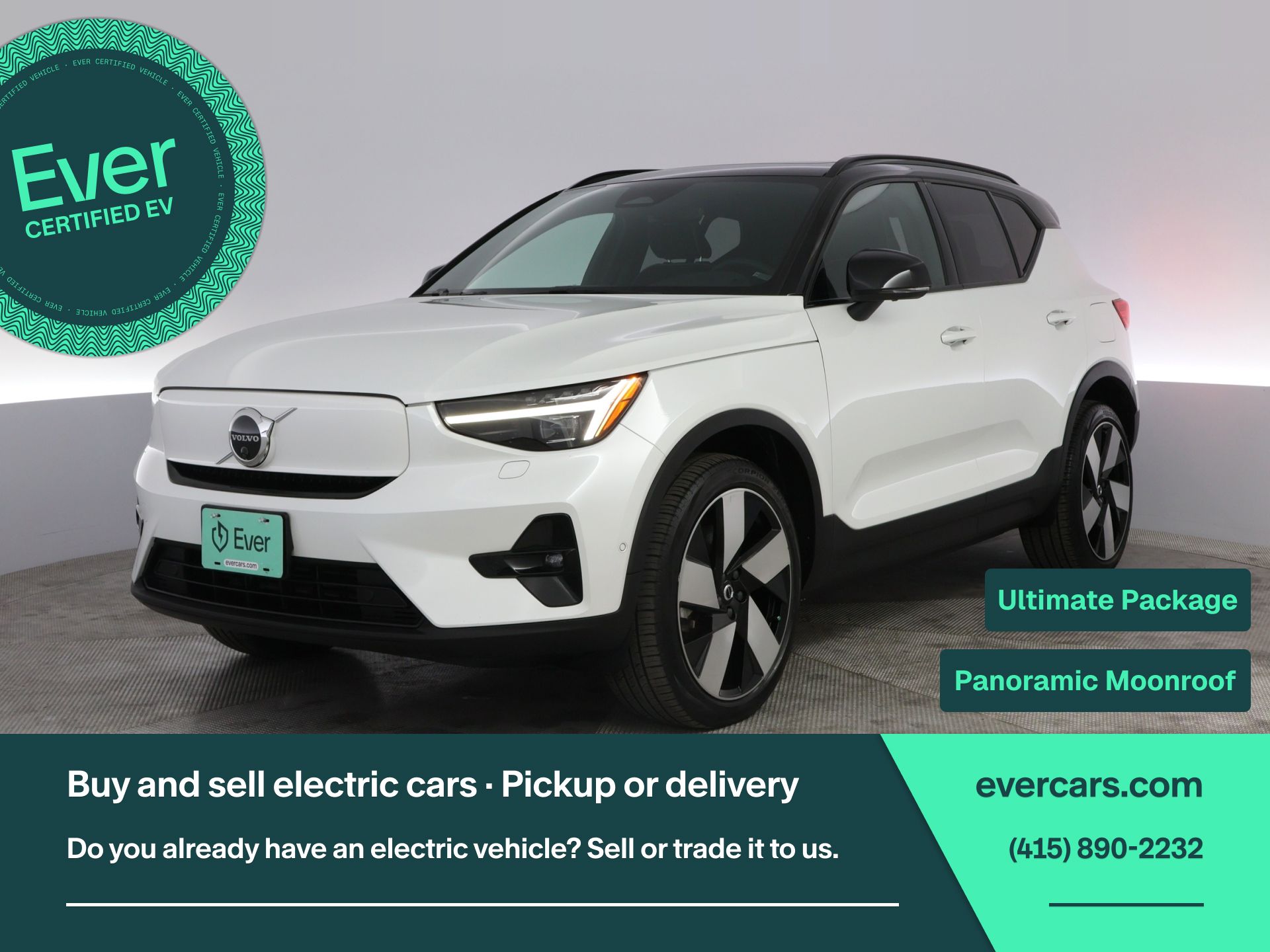 Crystal White 2023 Volvo XC40 Recharge Twin Ultimate eAWD SUV / Crossover All-Wheel Drive 1-Speed Automatic