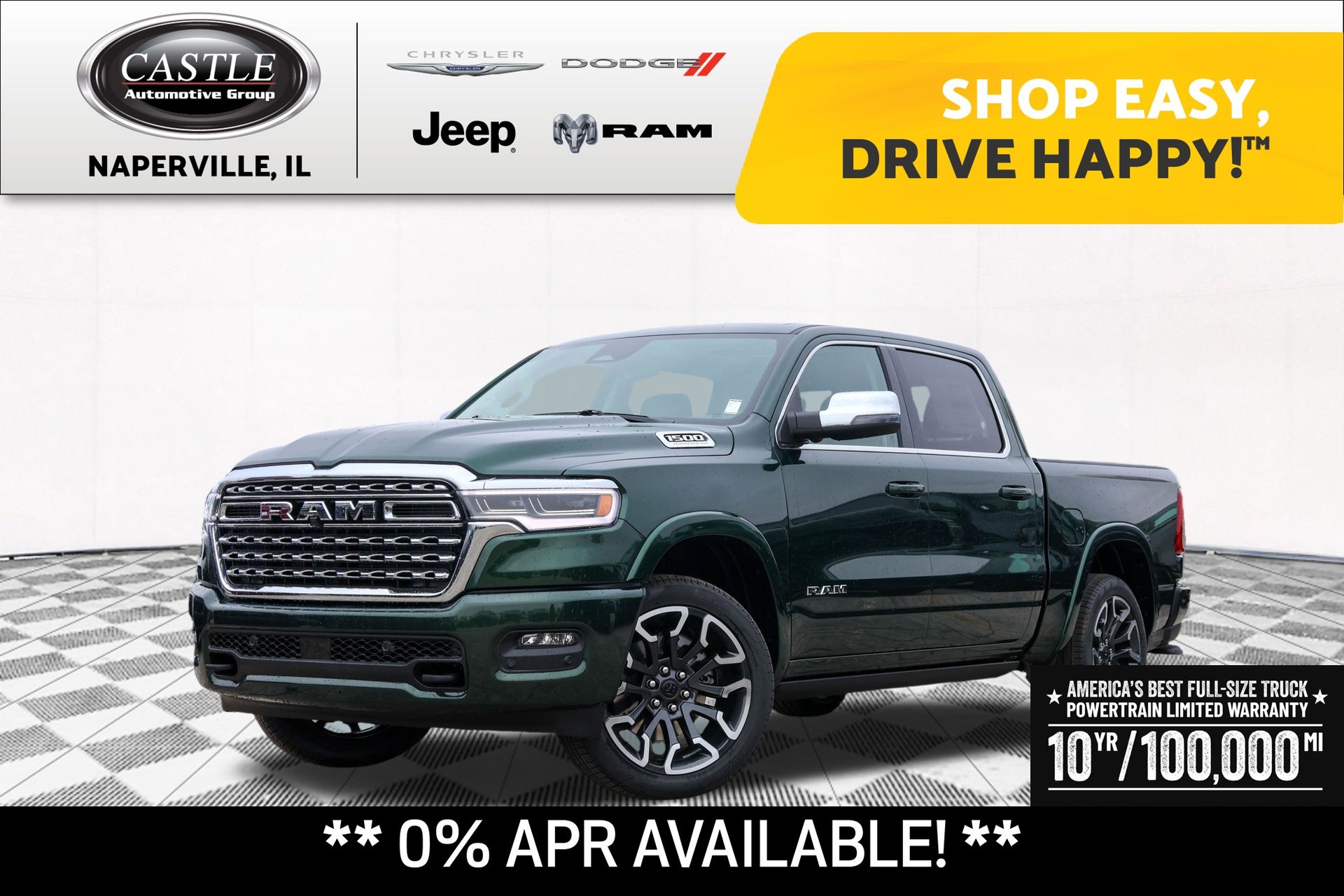 Serrano Green Metallic 2026 RAM 1500 Limited Crew Cab 4WD Pickup Truck Four-Wheel Drive 8-Speed Automatic