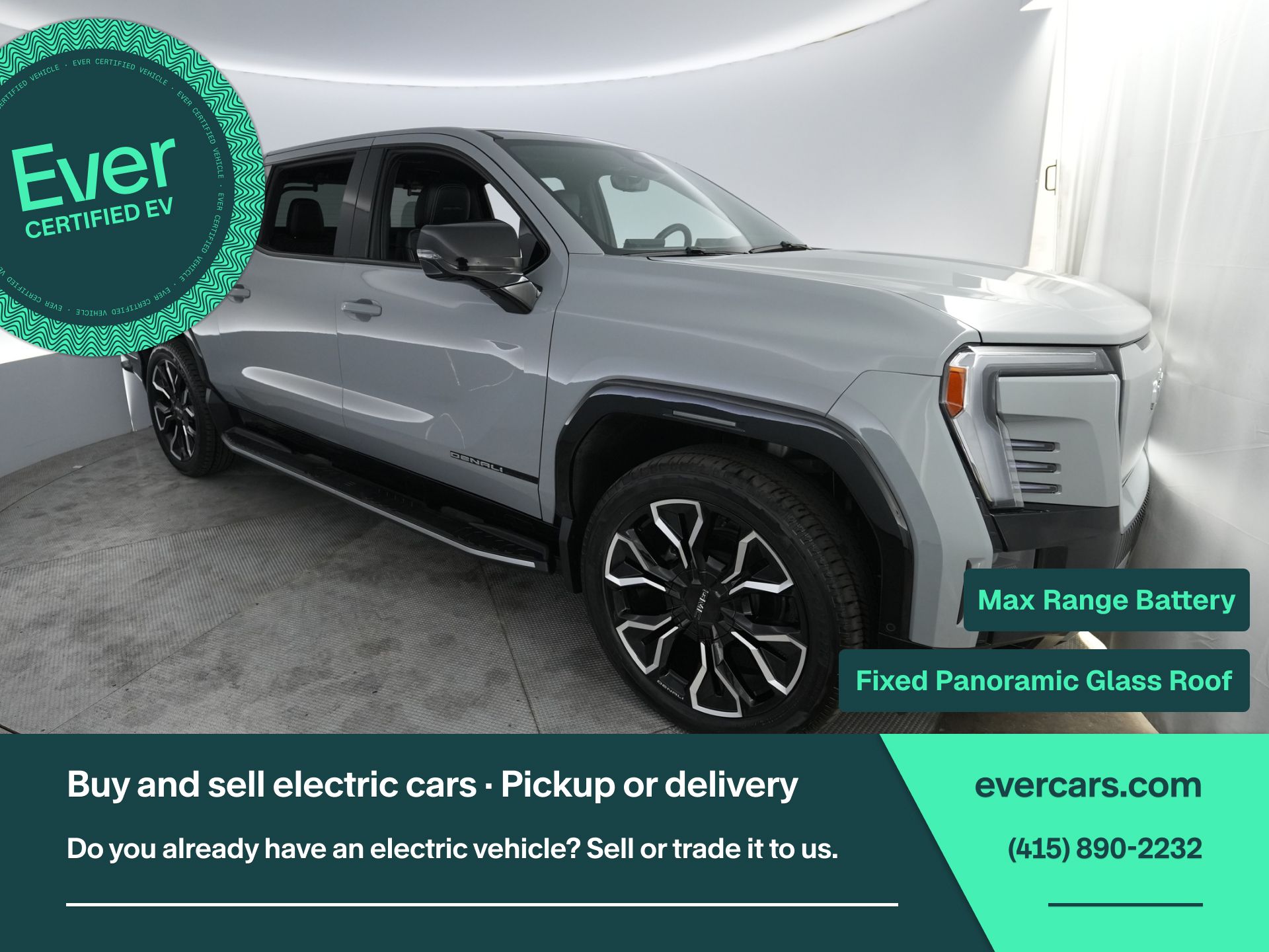 Thunderstorm Gray 2024 GMC Sierra EV Pickup Truck All-Wheel Drive 1-Speed Automatic