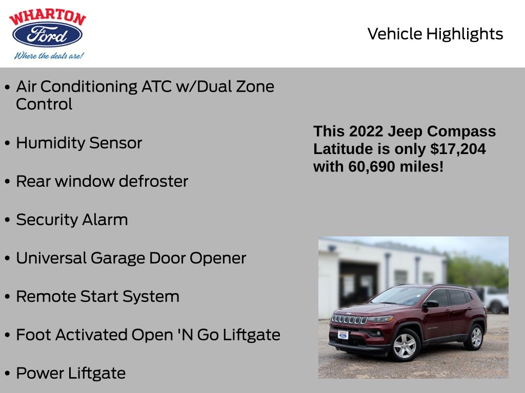 2022 Jeep Compass Latitude Red at Texan Dodge Chrysler Jeep Ram